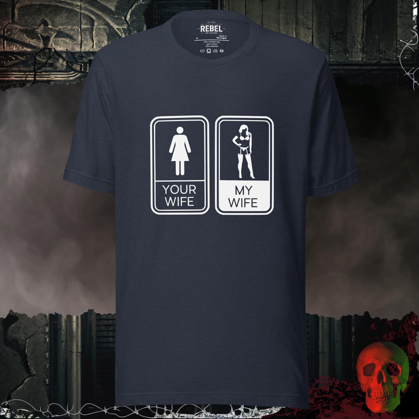 T-Shirt Heather Navy / S Your Wife vs. My Wife T-Shirt