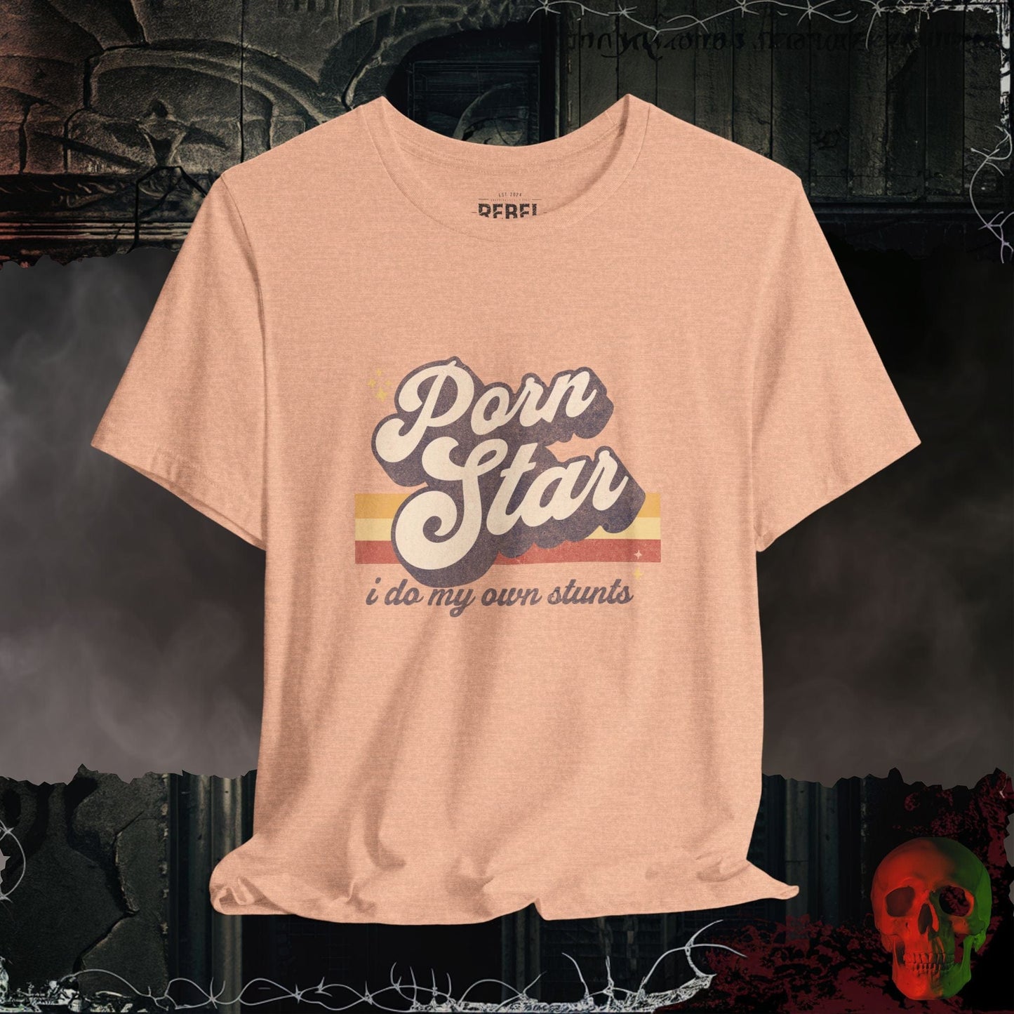 T-Shirt Heather Peach / S Porn Star Stunts T-Shirt