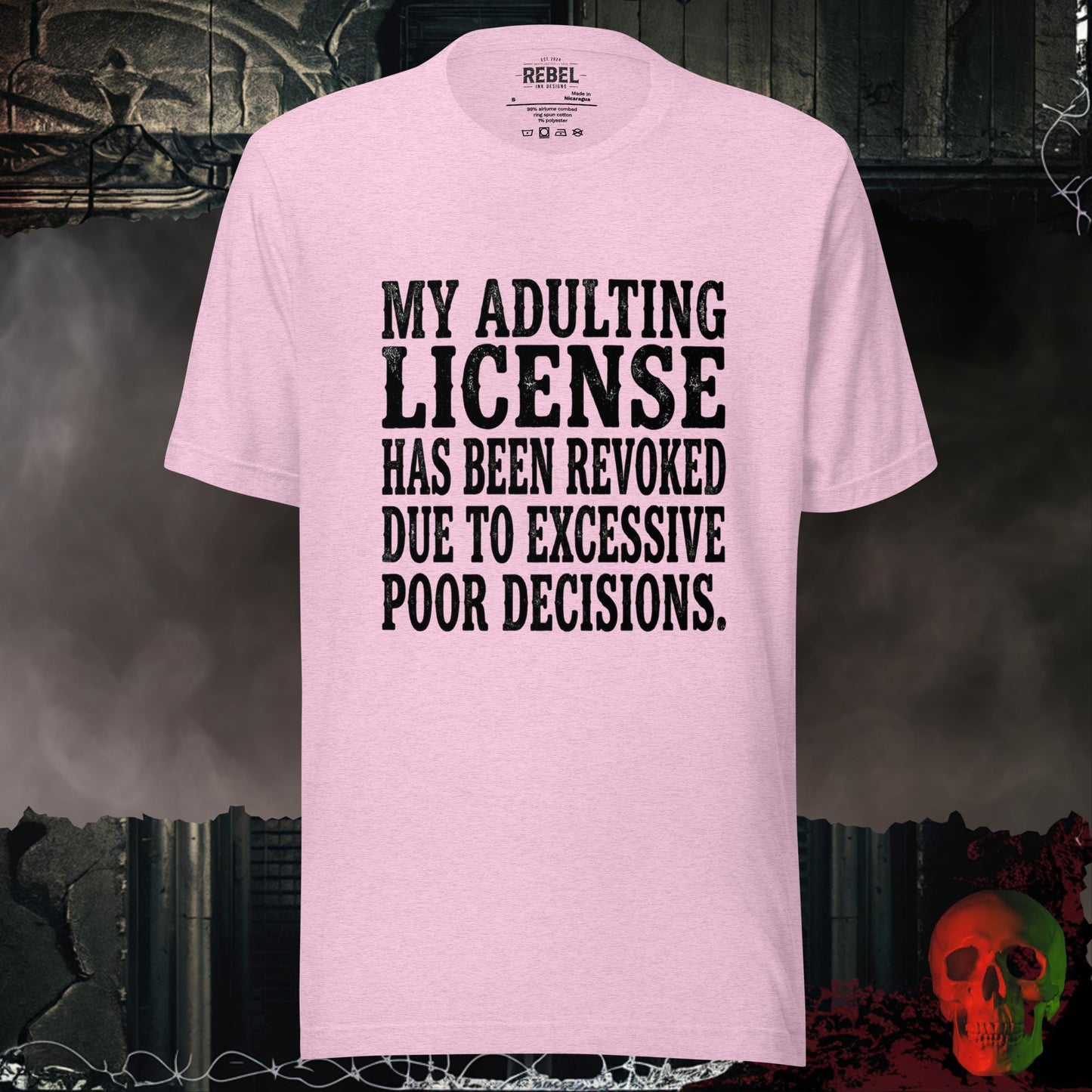 T-Shirt Heather Prism Lilac / S Adulting License Revoked Tee