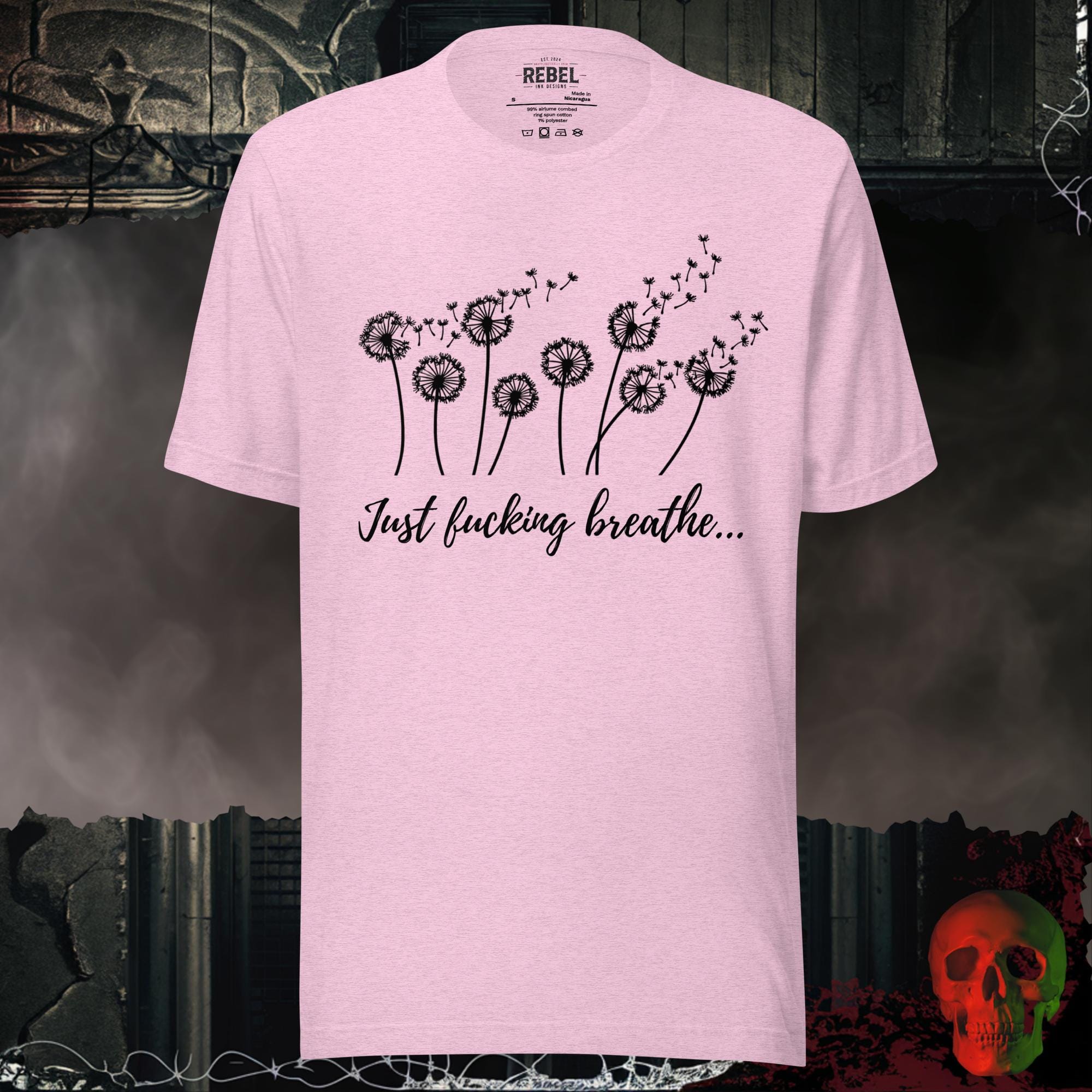T-Shirt Heather Prism Lilac / S Just F*cking Breathe Graphic Tee | Rebel Ink Designs