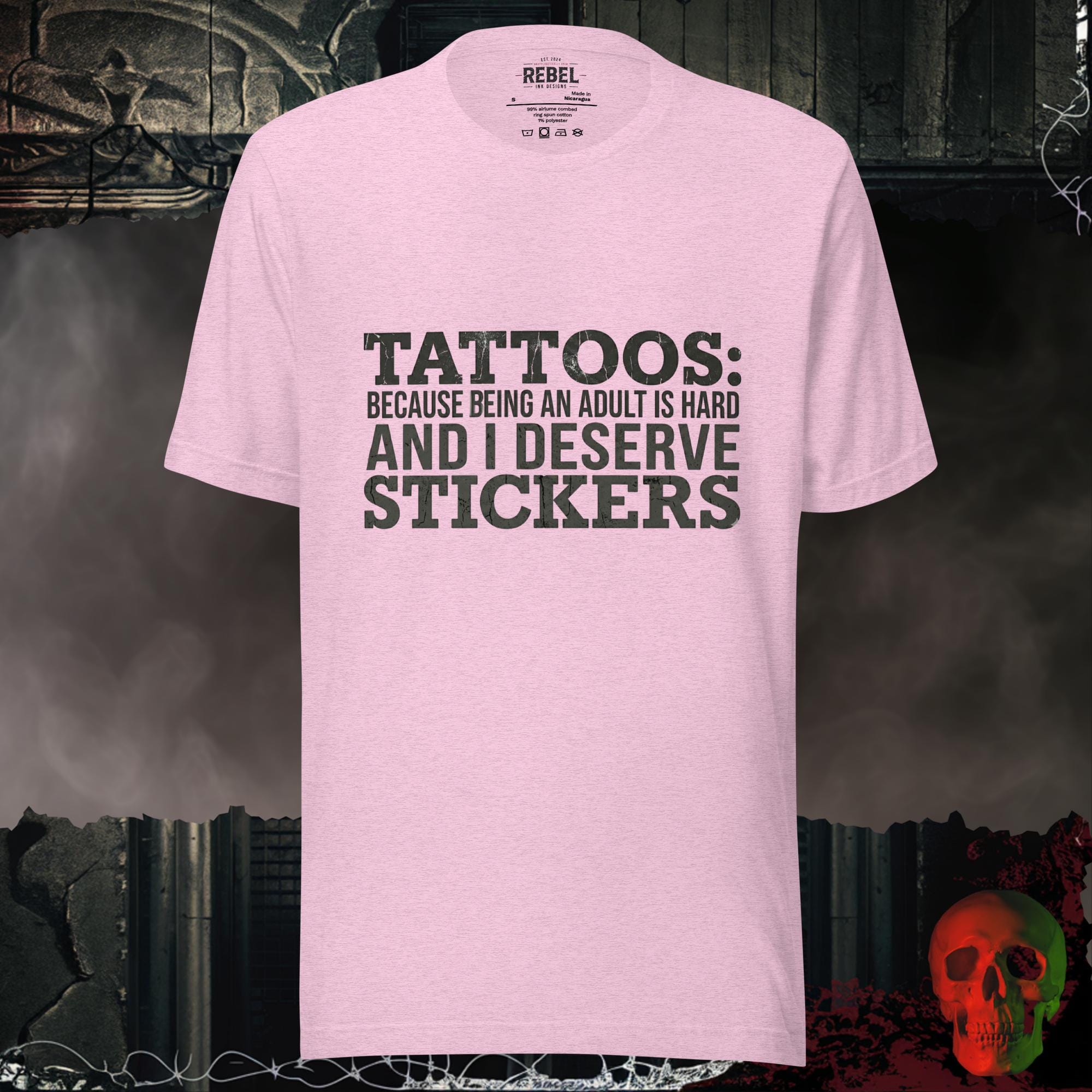T-Shirt Heather Prism Lilac / S Tattoos Are Just Stickers Graphic Tee | Rebel Ink Designs