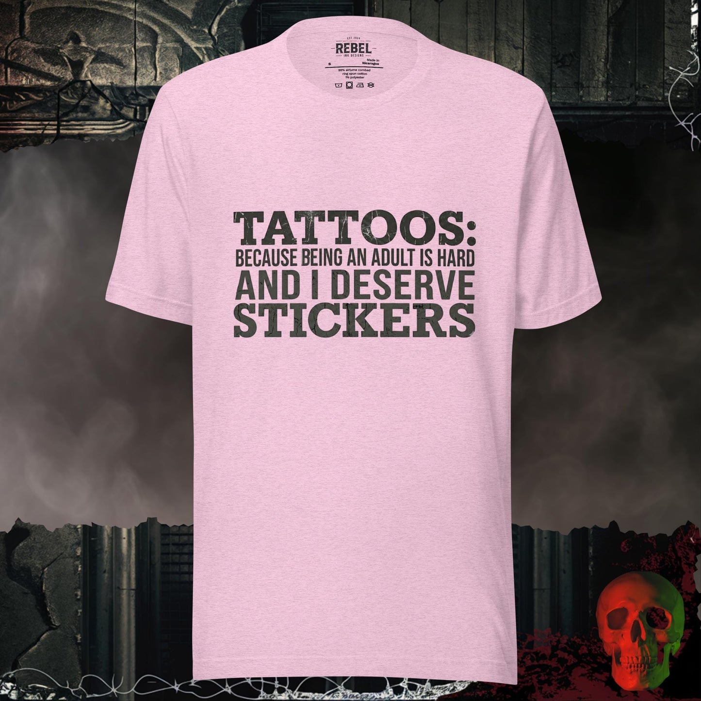 T-Shirt Heather Prism Lilac / S Tattoos Are Just Stickers Tee
