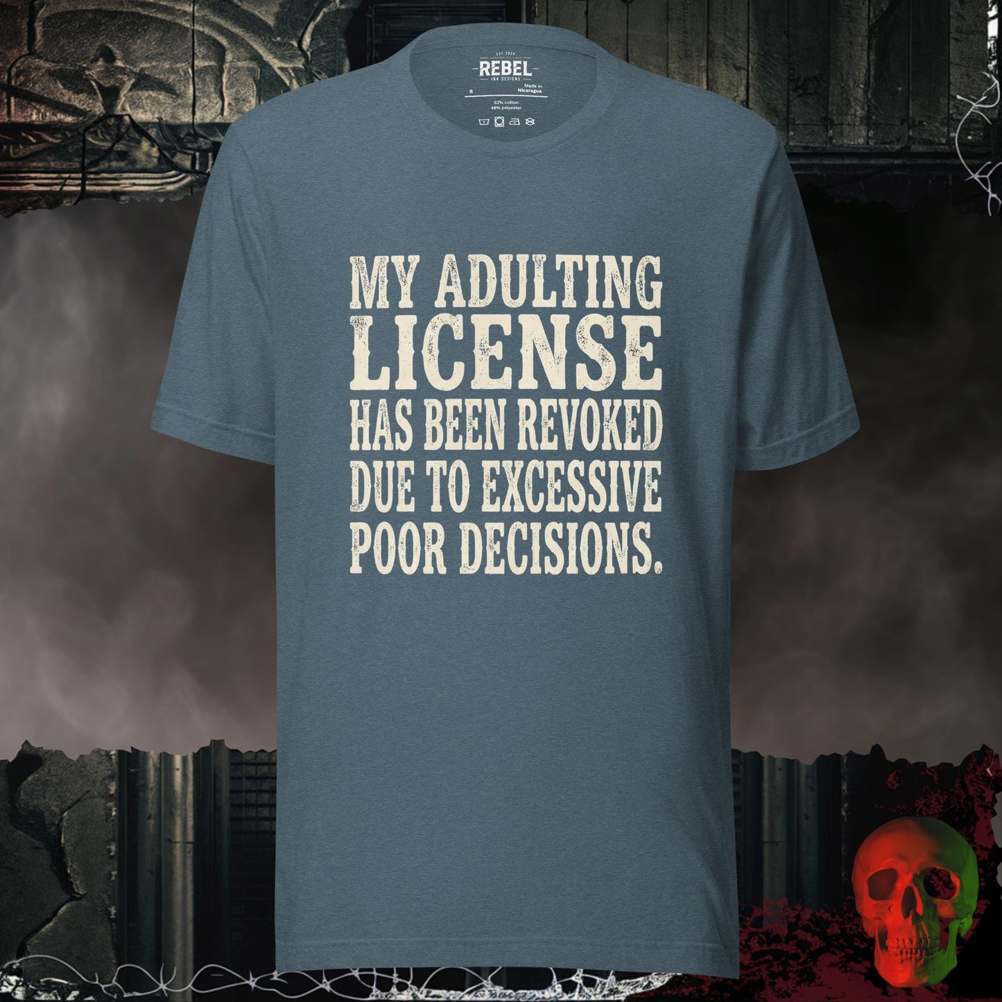 T-Shirt Heather Slate / S Adulting License Revoked Tee