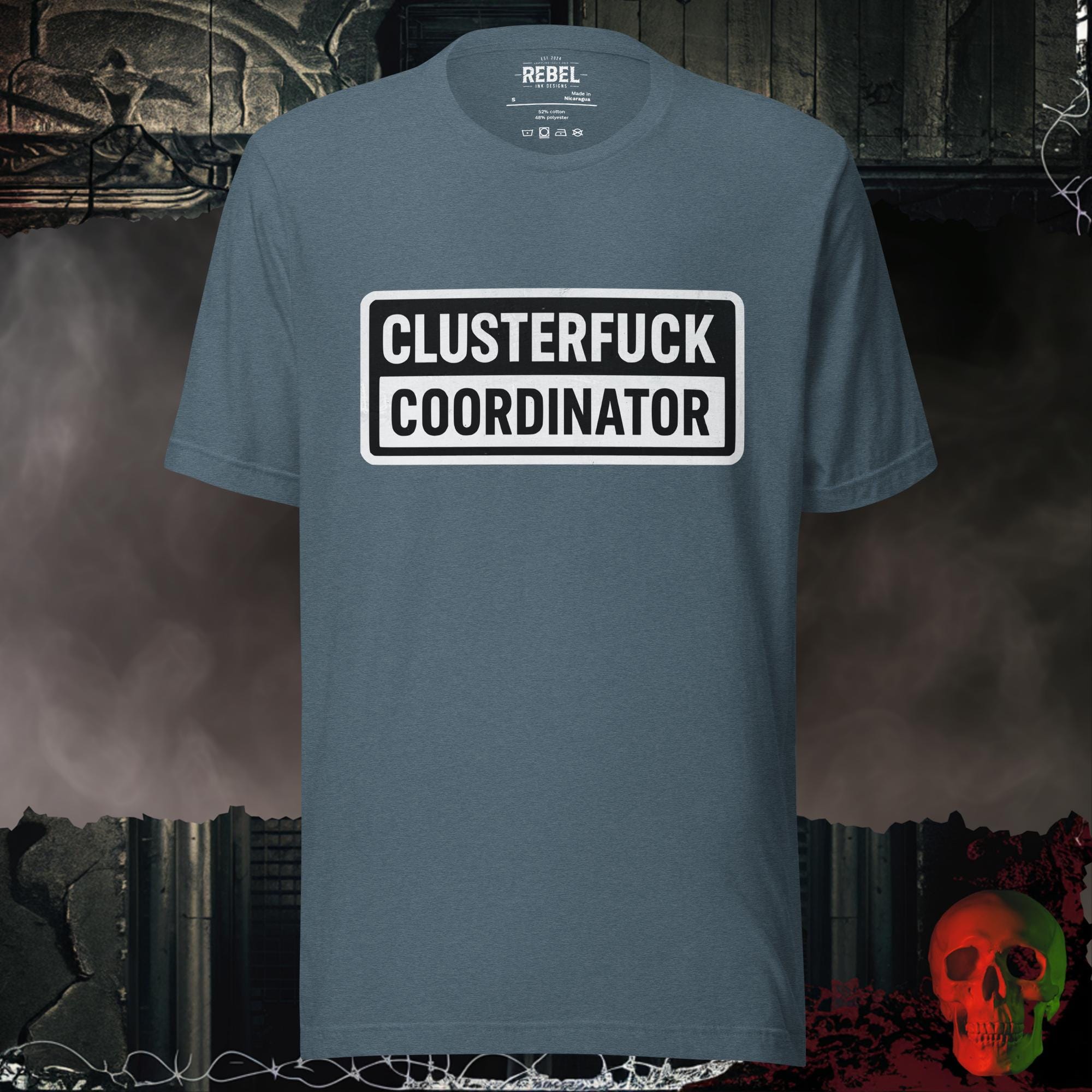 T-SHIRT Heather Slate / S Clusterfuck Coordinator Graphic Tee | Rebel Ink Designs