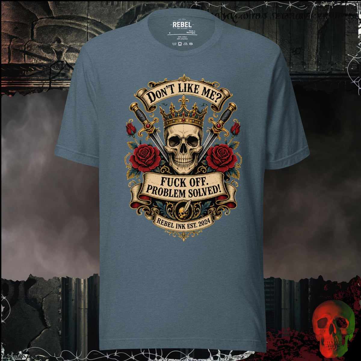T-Shirt Heather Slate / S Don't Like Me? F*ck Off. Problem Solved Graphic Tee | Rebel Ink Designs