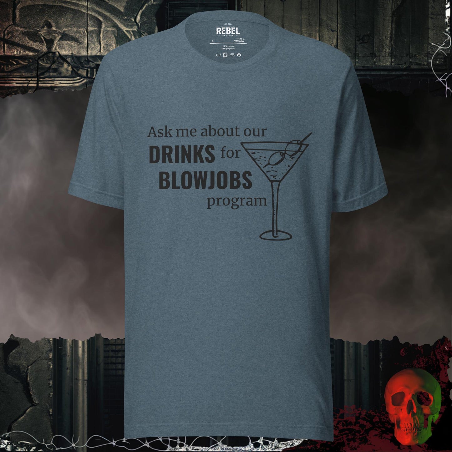 T-Shirt Heather Slate / S Drinks for Bl@wjobs Tee