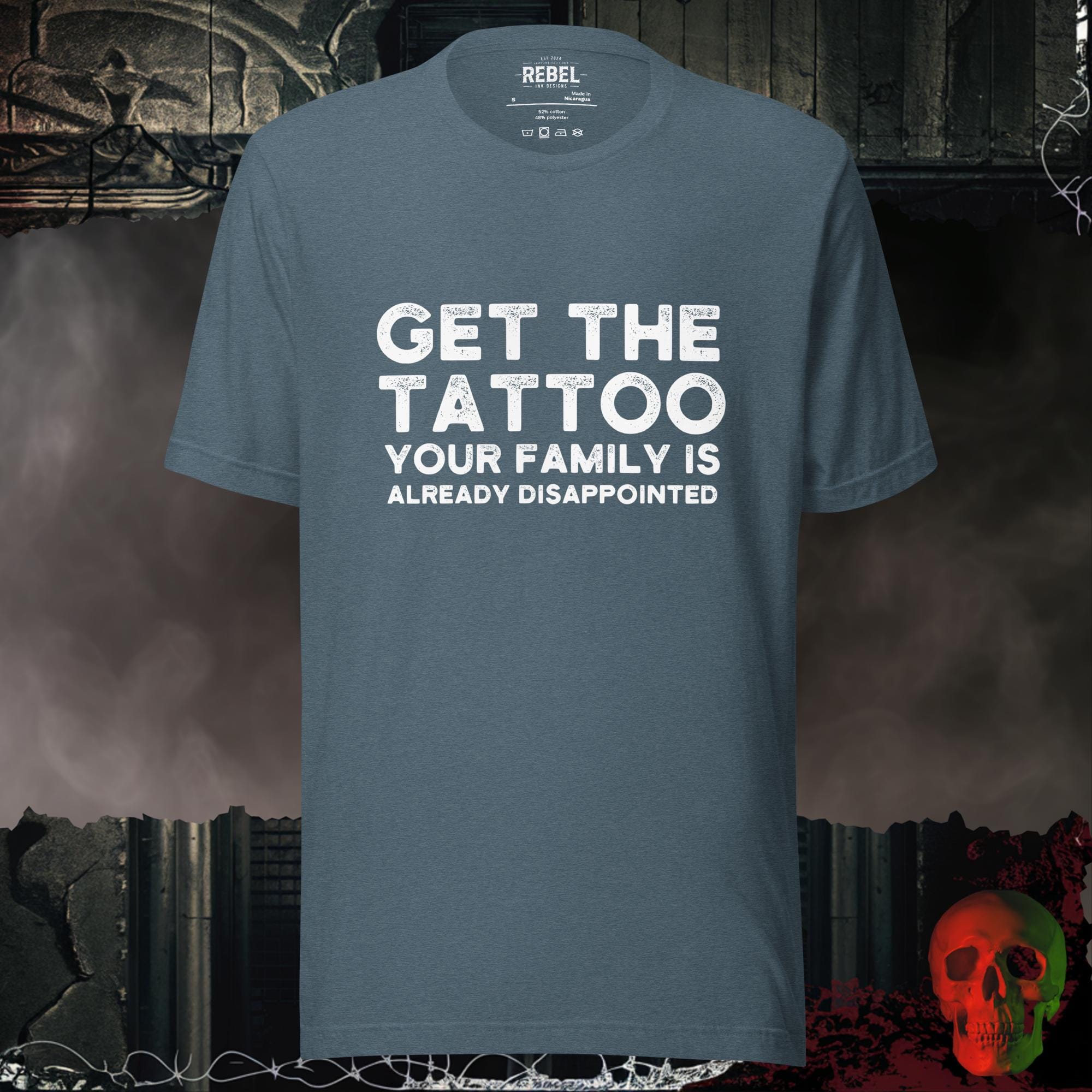 T-Shirt Heather Slate / S GET THE TATTOO Graphic Tee – Bold Rebellious Shirt