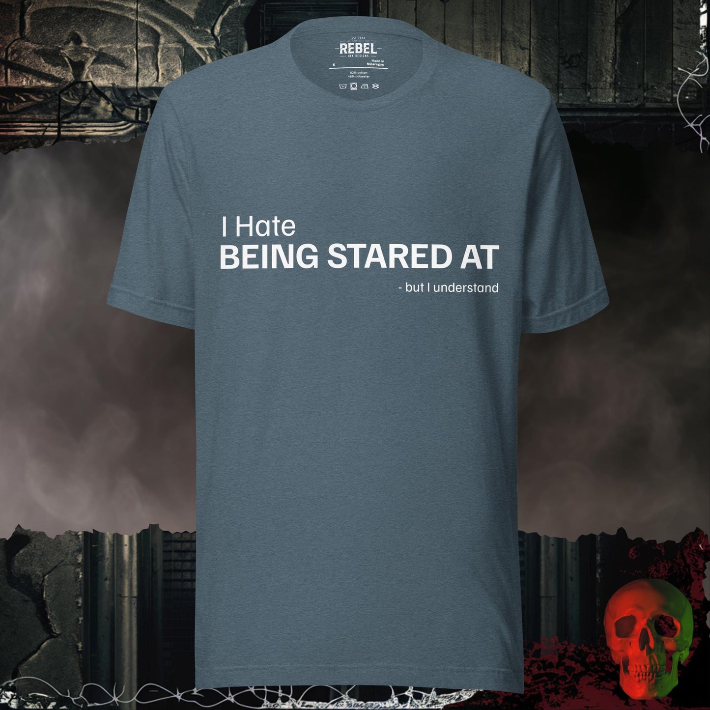 T-Shirt Heather Slate / S Hate Being Stared At Tee