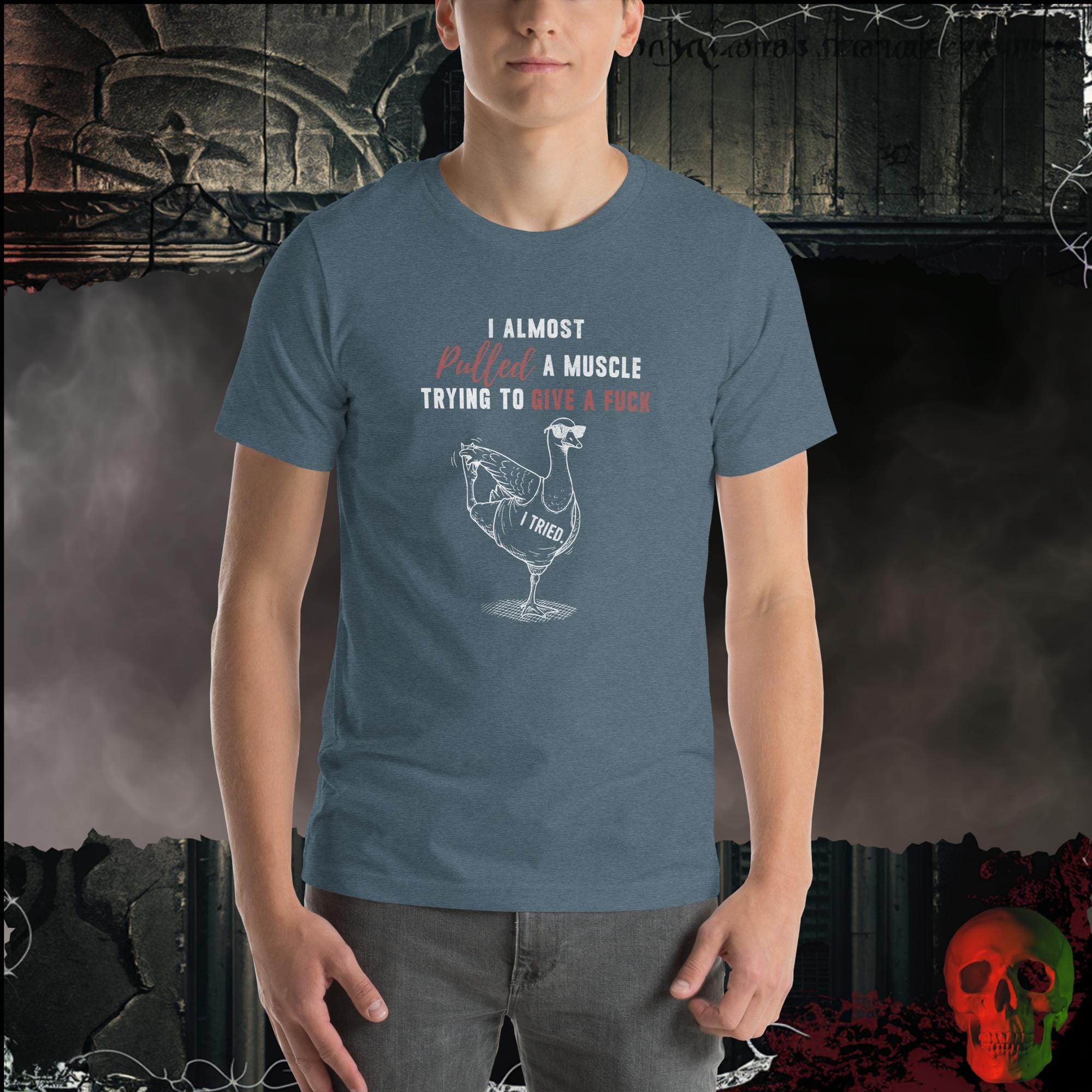 T-Shirt Heather Slate / S I Almost Pulled a Muscle Graphic Tee | Rebel Ink Designs