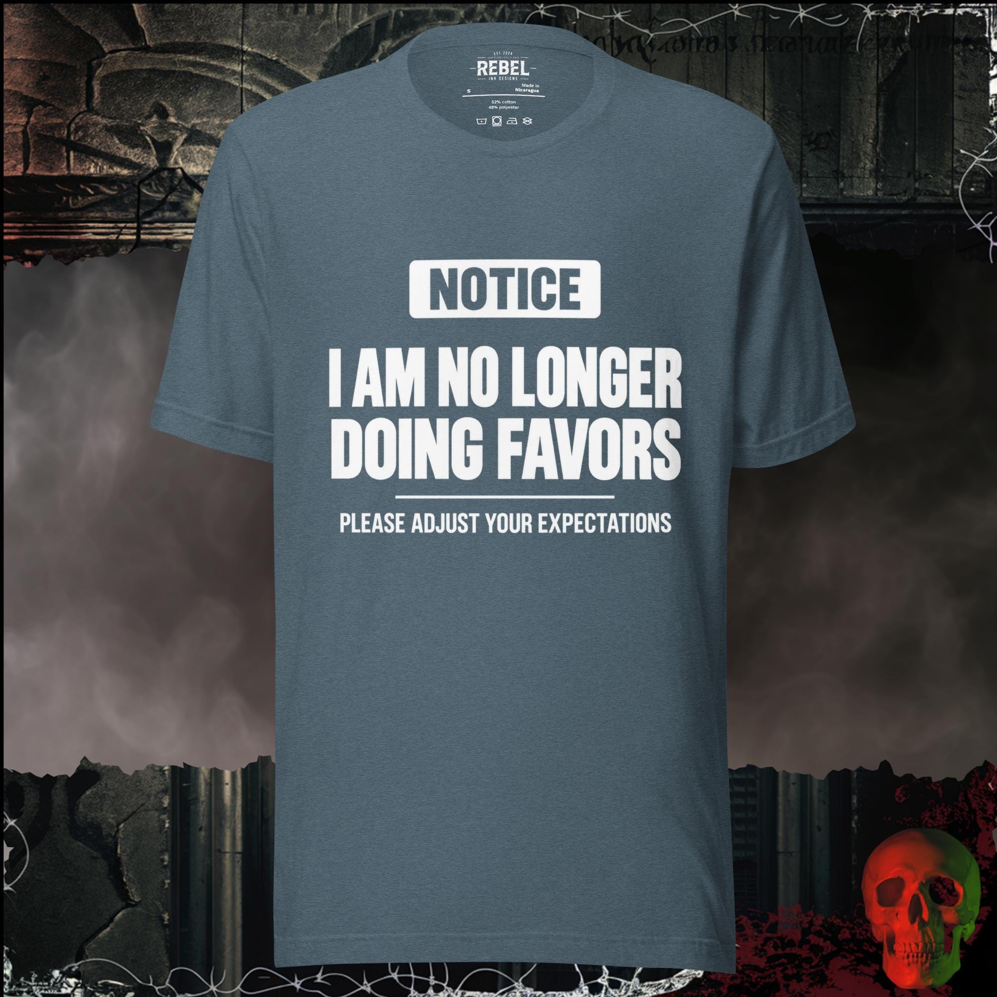 T-Shirt Heather Slate / S I Am No Longer Doing Favors Graphic Tee | Rebel Ink Designs