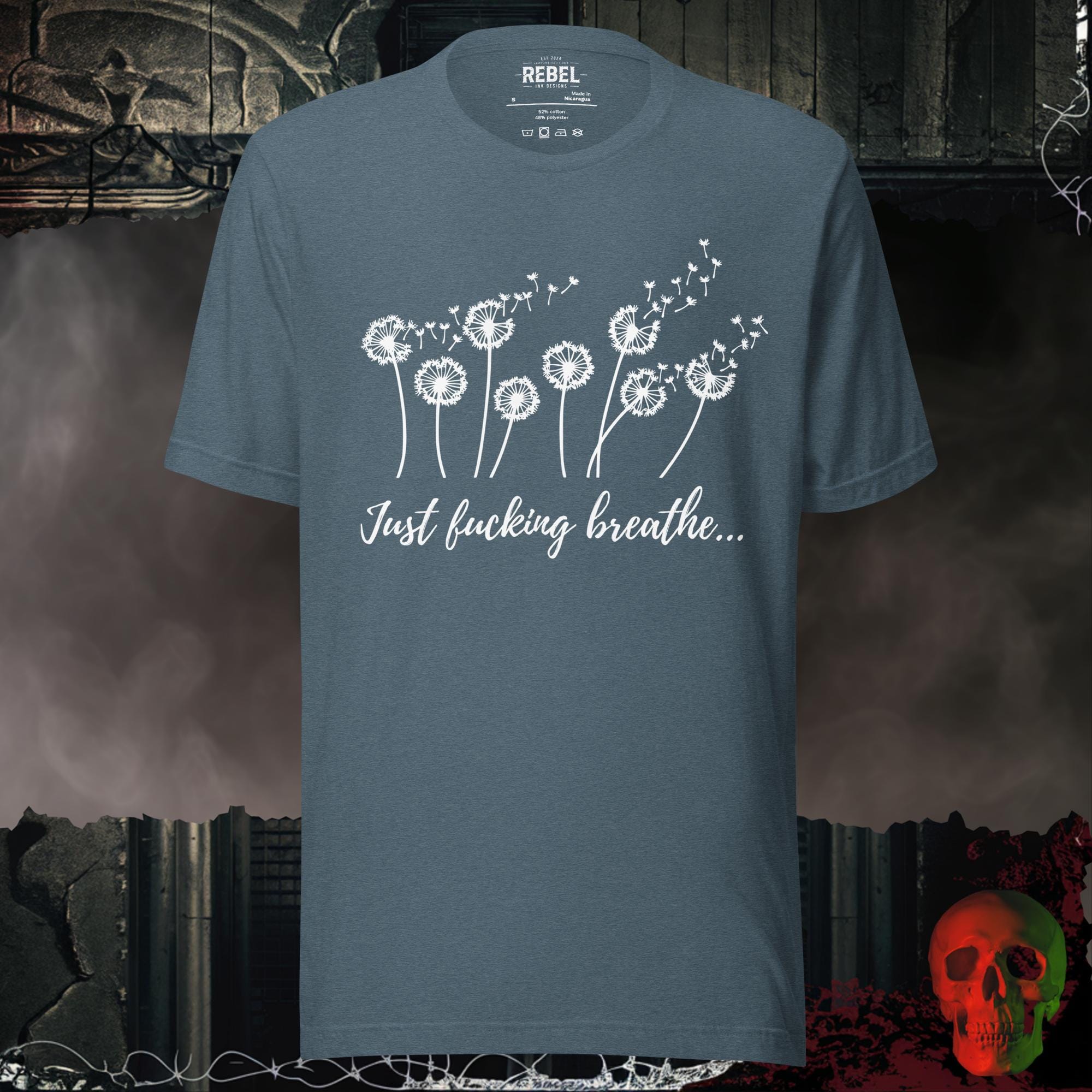 T-Shirt Heather Slate / S Just F*cking Breathe Graphic Tee | Rebel Ink Designs