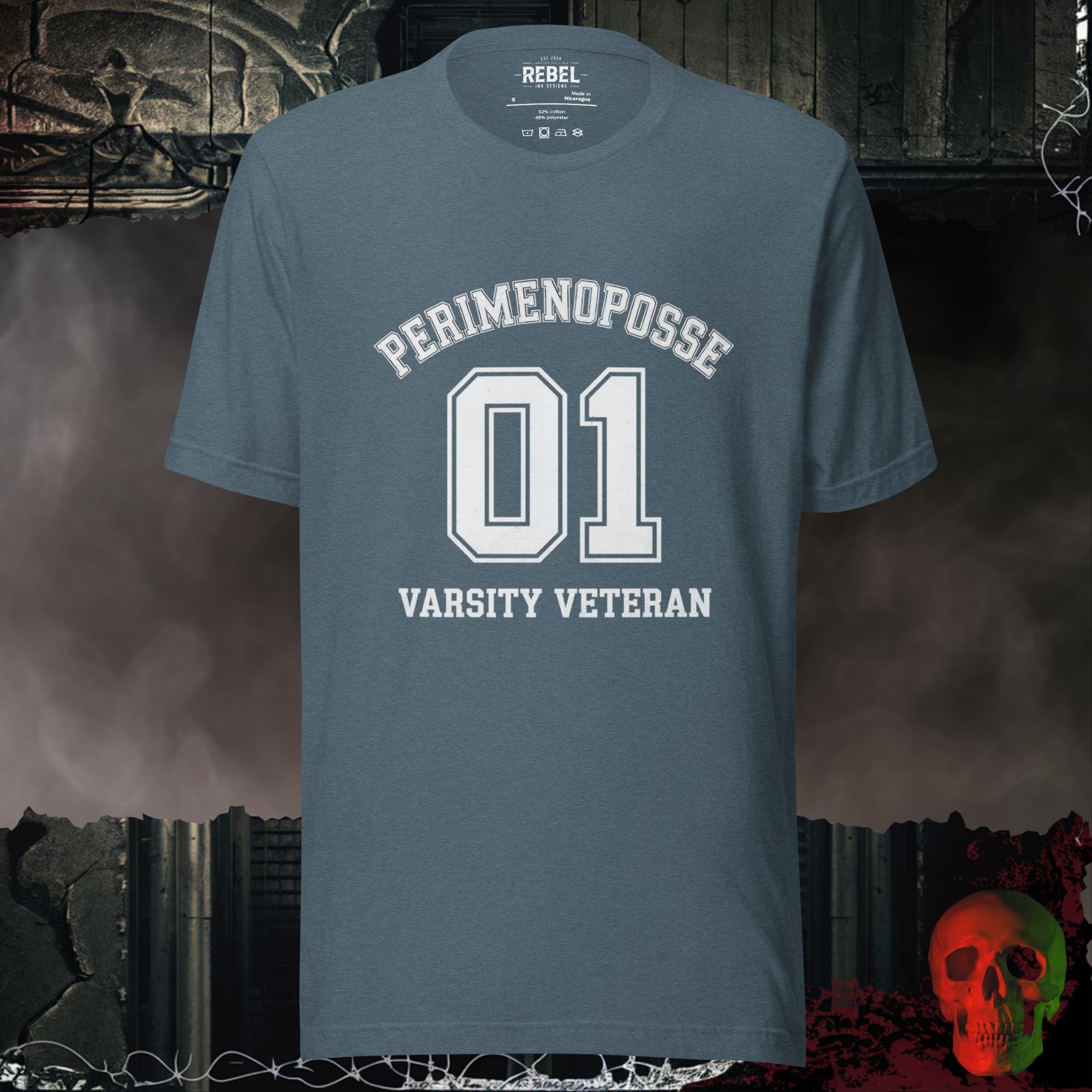 T-Shirt Heather Slate / S Perimenoposse Varsity Veteran Tee