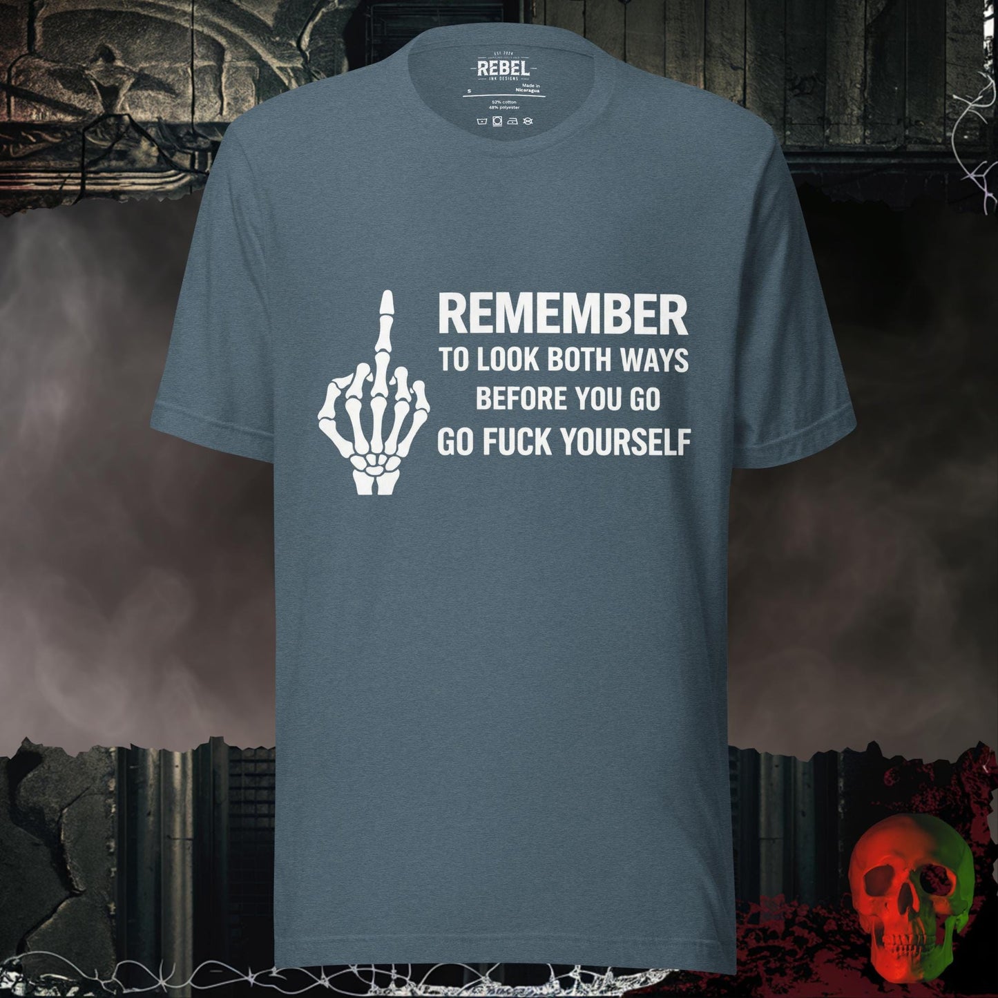 T-Shirt Heather Slate / S Remember to Look Both Ways Tee