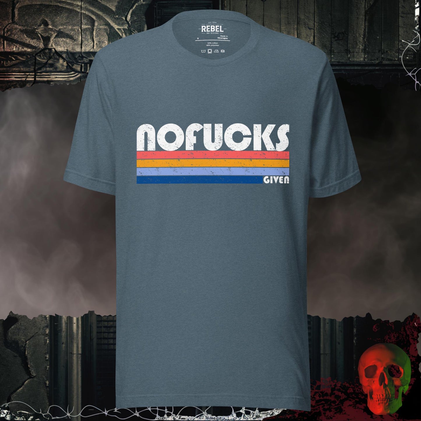 T-Shirt Heather Slate / S Retro No F*cks Given T-Shirt