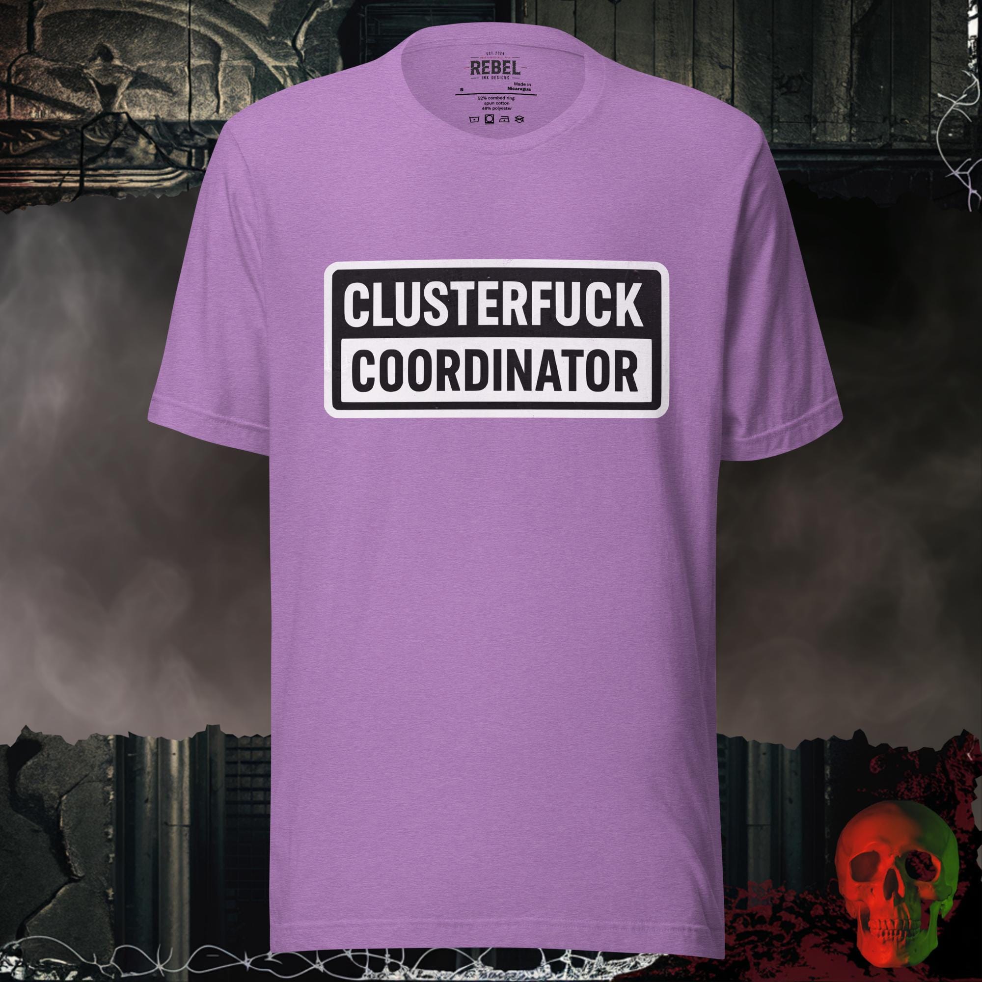T-SHIRT Heather Team Purple / S Clusterfuck Coordinator Graphic Tee | Rebel Ink Designs