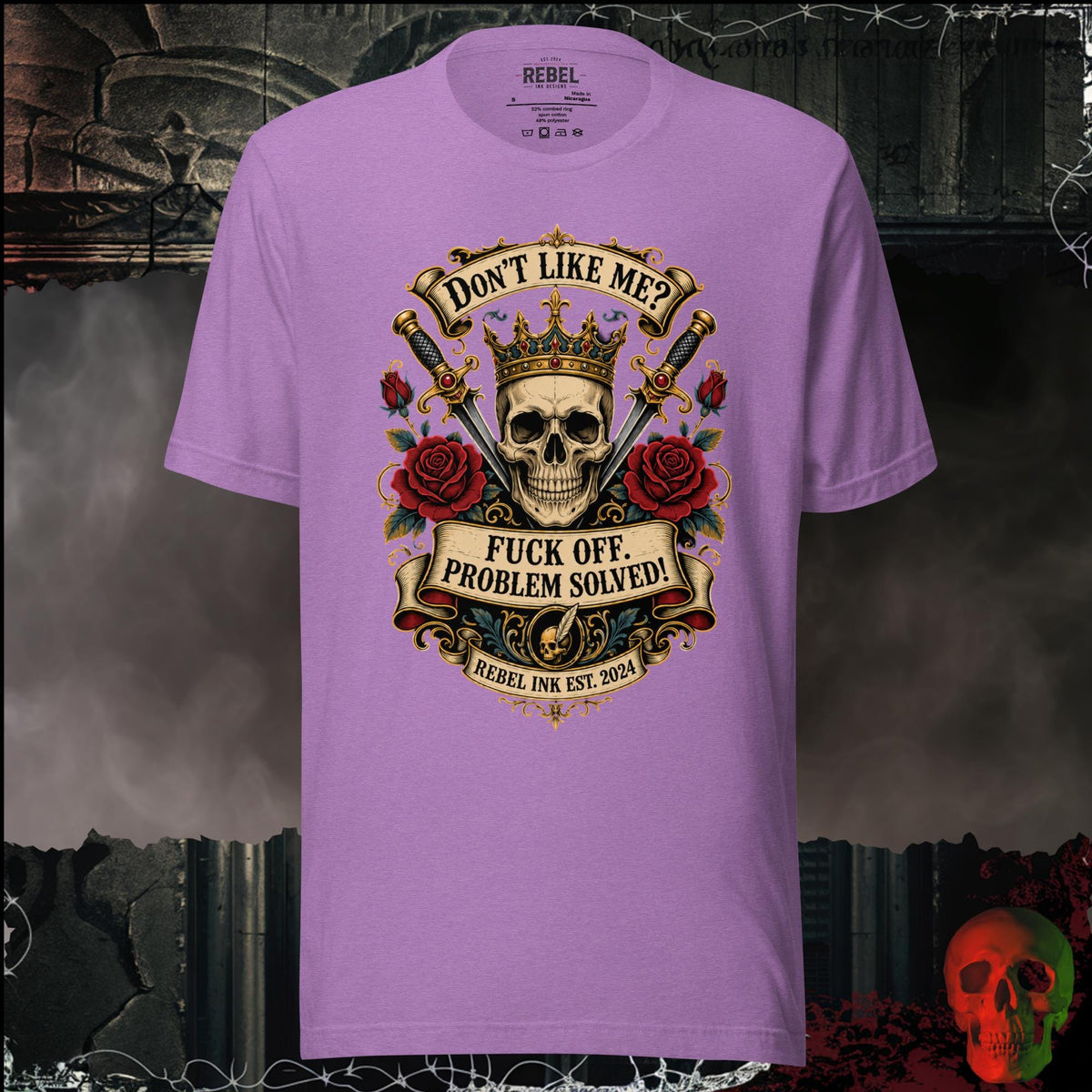 T-Shirt Heather Team Purple / S Don't Like Me? F*ck Off. Problem Solved Graphic Tee | Rebel Ink Designs