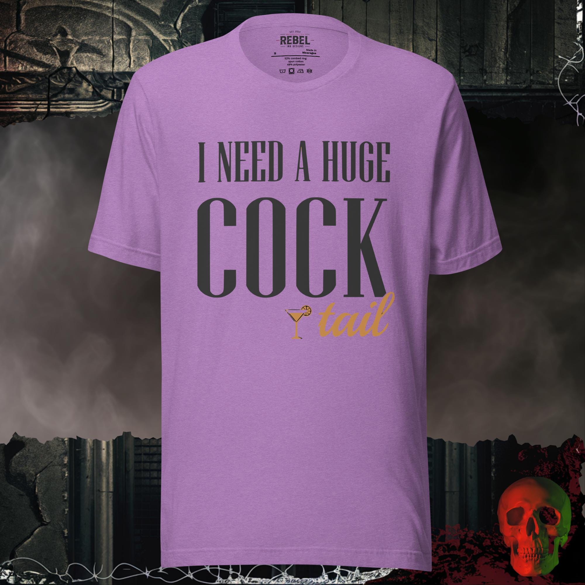 T-Shirt Heather Team Purple / S I Need a Huge Cocktail Bold Graphic Statement Tee | Rebel Ink