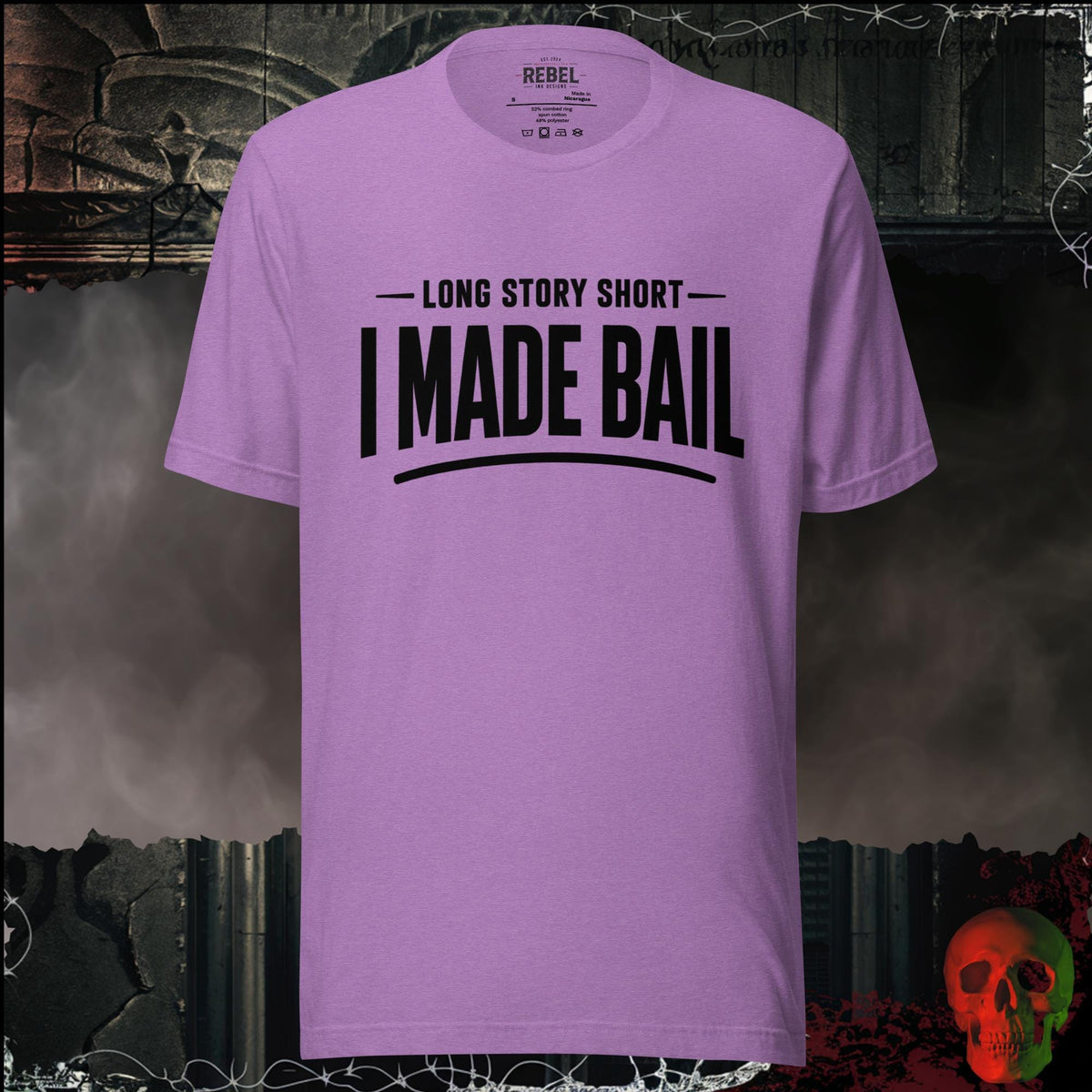 T-Shirt Heather Team Purple / S Long Story Short, I Made Bail Graphic Tee | Rebel Ink Designs