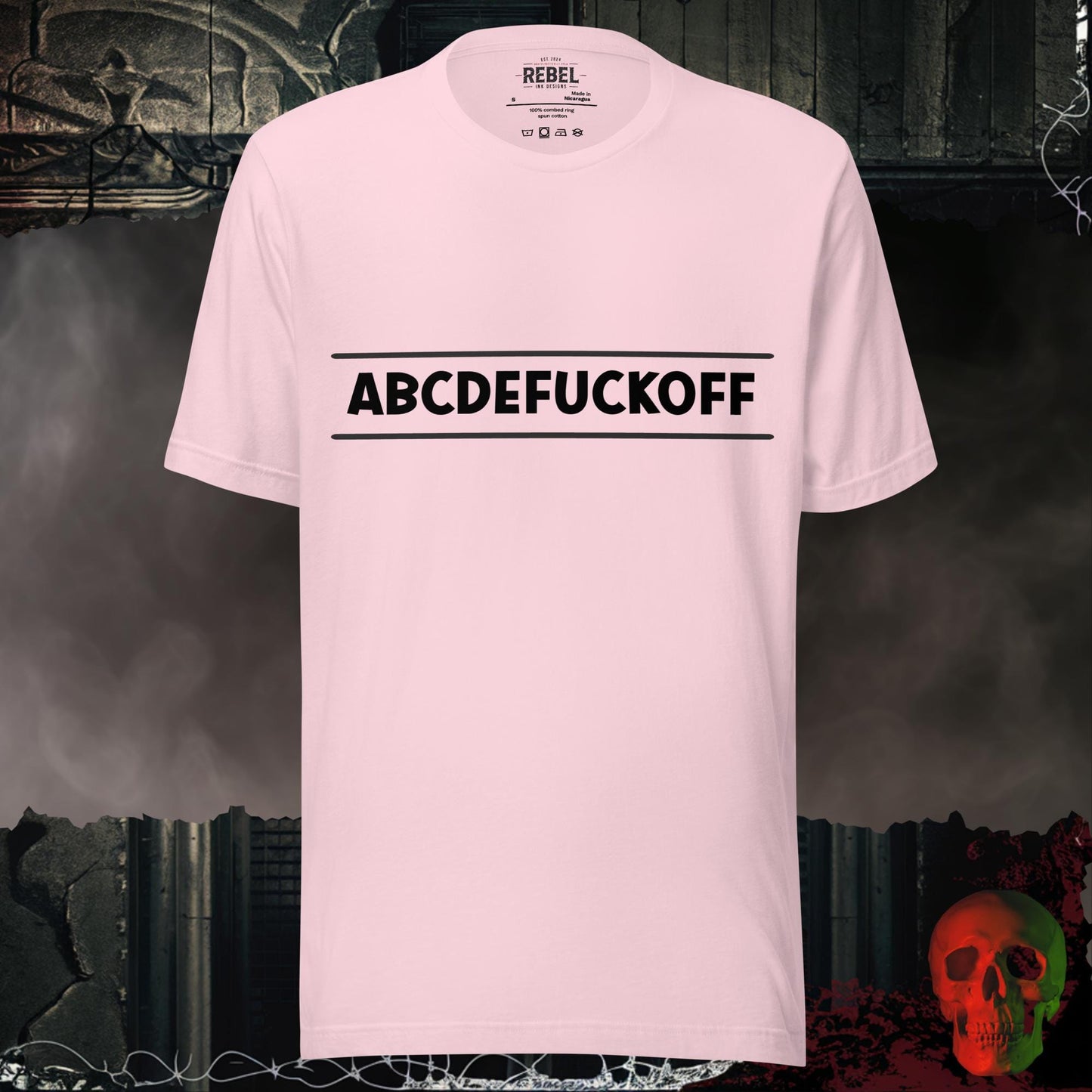 T-Shirt Soft Pink / S ABCDEFUCKOFF Graphic Tee Bold Sarcastic Statement Shirt