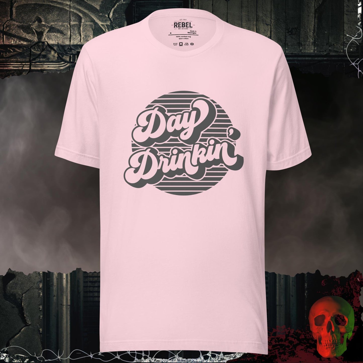 T-Shirt Soft Pink / S Day Drinkin’ Graphic Tee Retro Bold Party Shirt