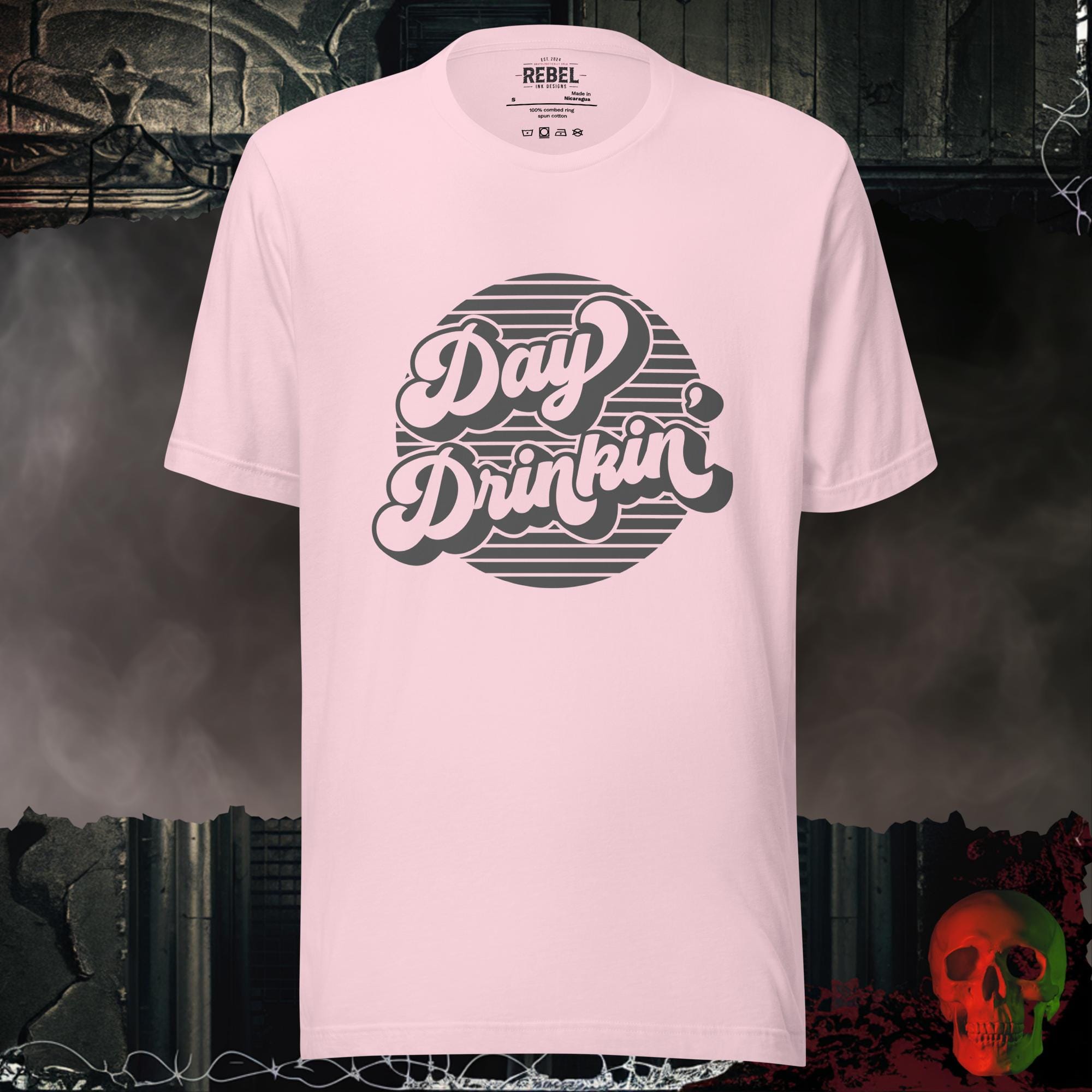 T-Shirt Soft Pink / S Day Drinkin’ Graphic Tee Retro Bold Party Shirt