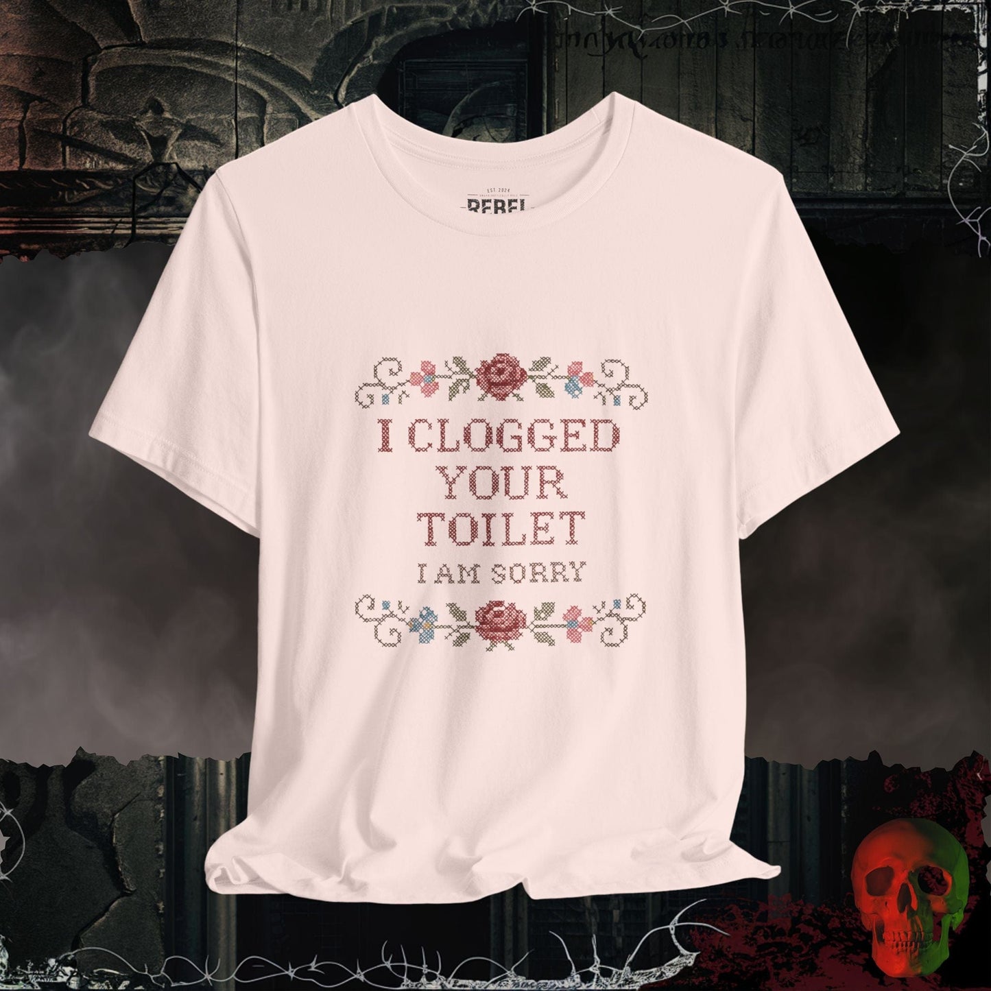 T-Shirt Soft Pink / S Floral Apology Toilet Tee