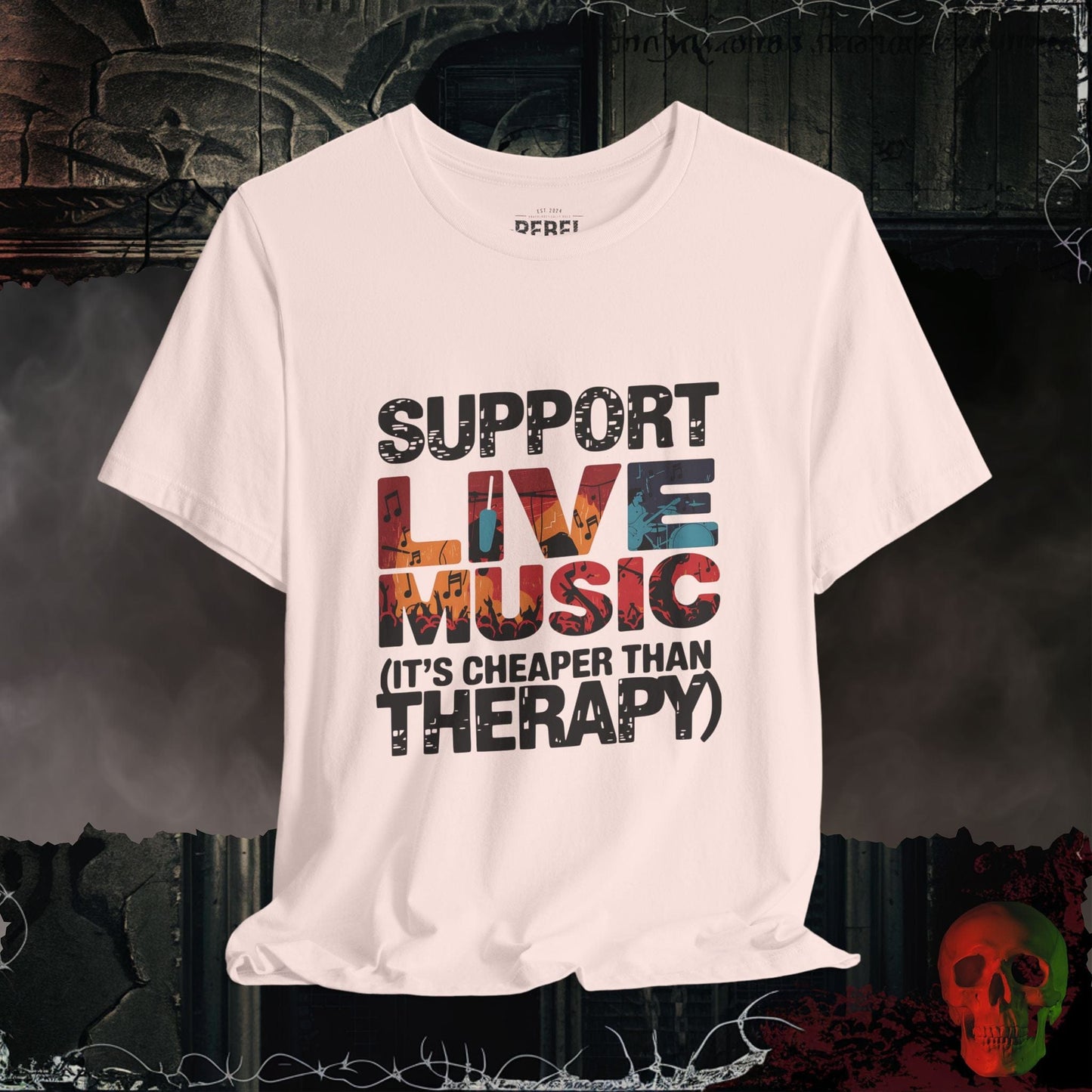 T-Shirt Soft Pink / S Support Live Music (It’s Cheaper than Therapy)