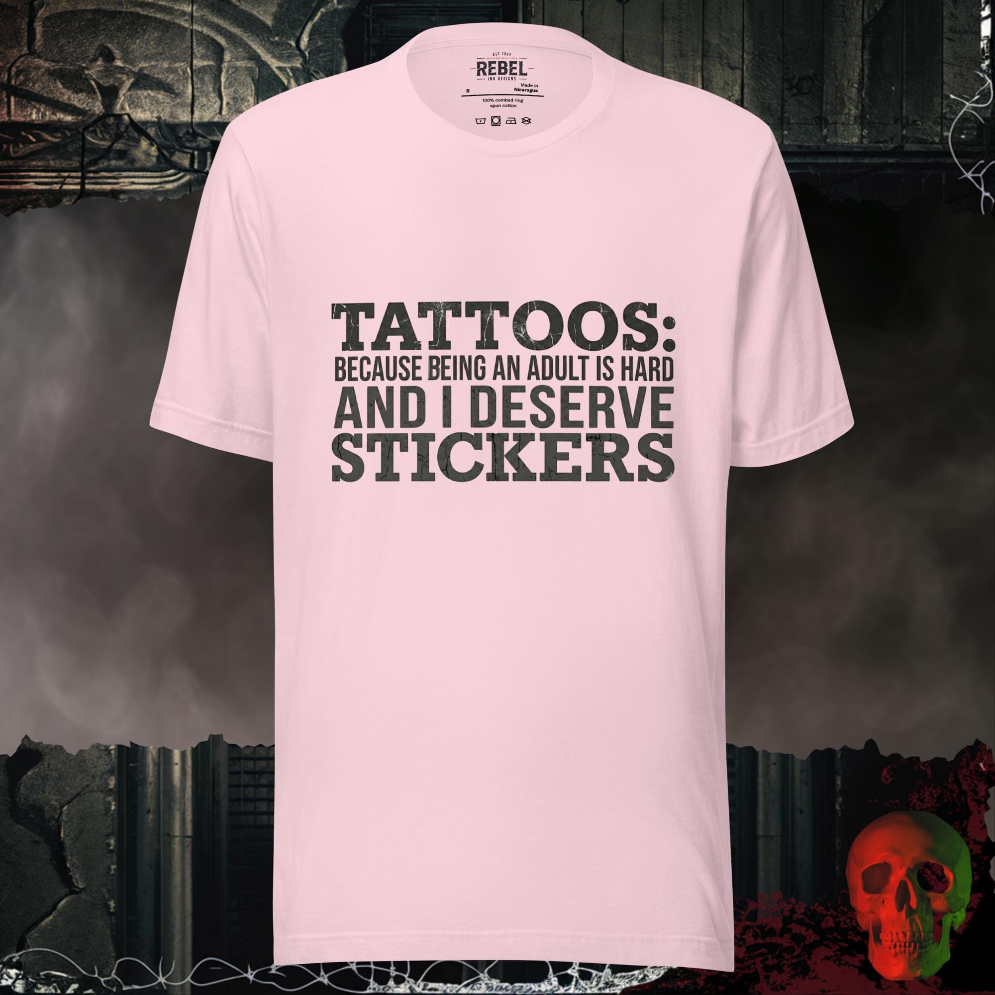 T-Shirt Soft Pink / S Tattoos Are Just Stickers Graphic Tee | Rebel Ink Designs