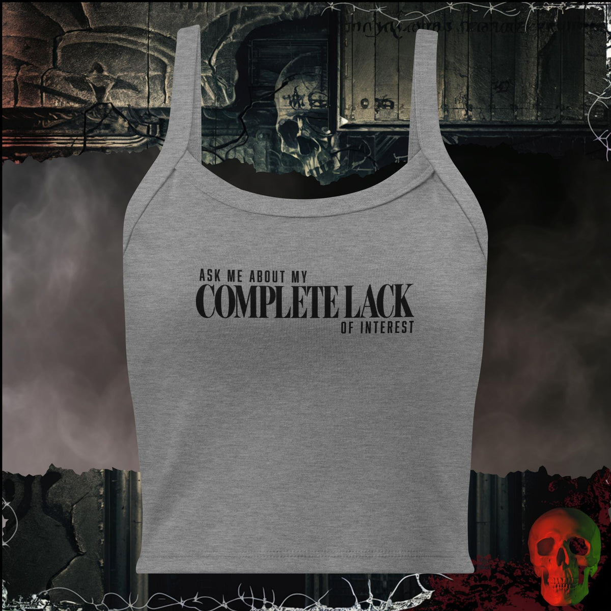 Tanks Athletic Heather / XS Ask Me About My Complete Lack of Interest Women's Crop Tank | Rebel Ink Designs