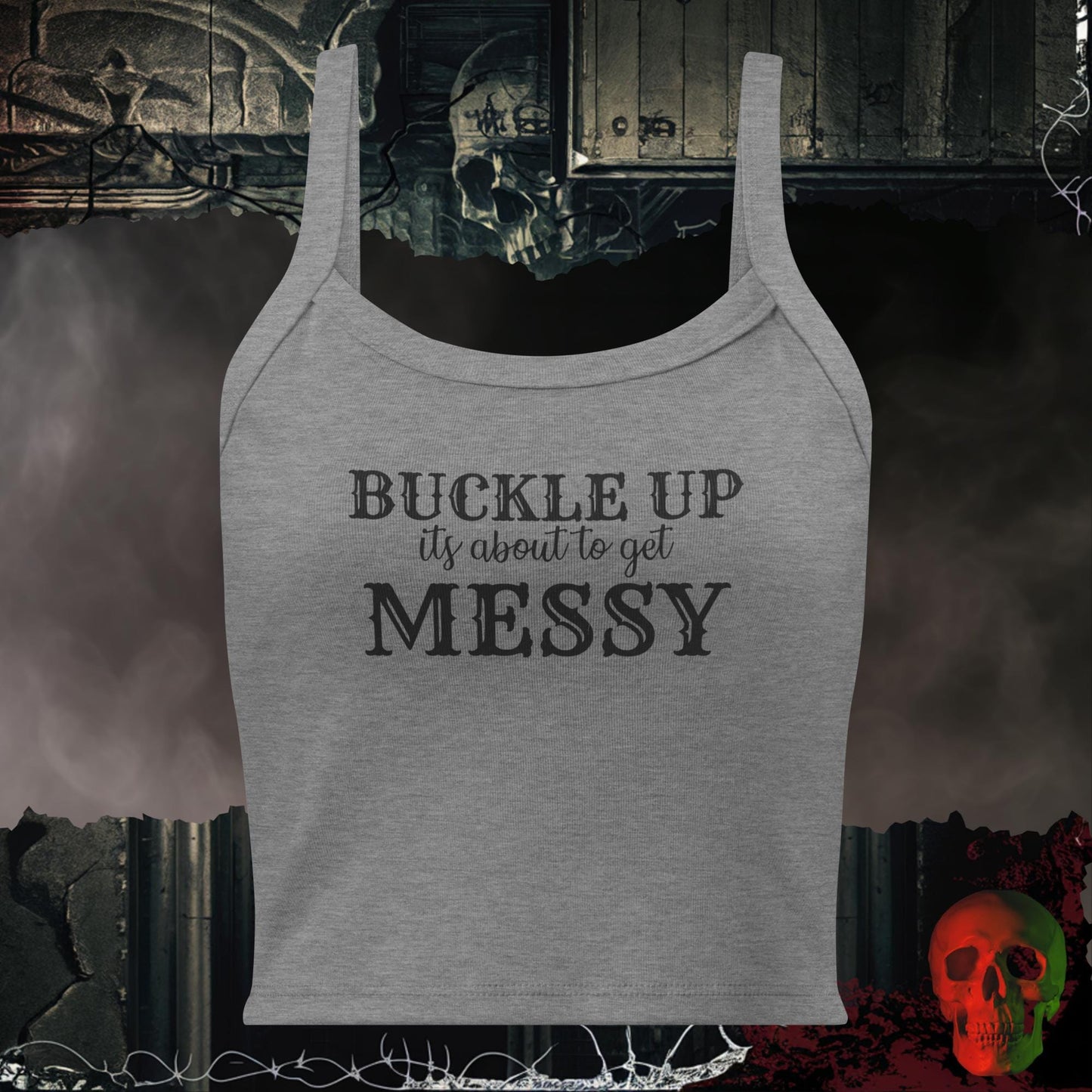 Tanks Athletic Heather / XS Buckle Up Ladies Crop Tank