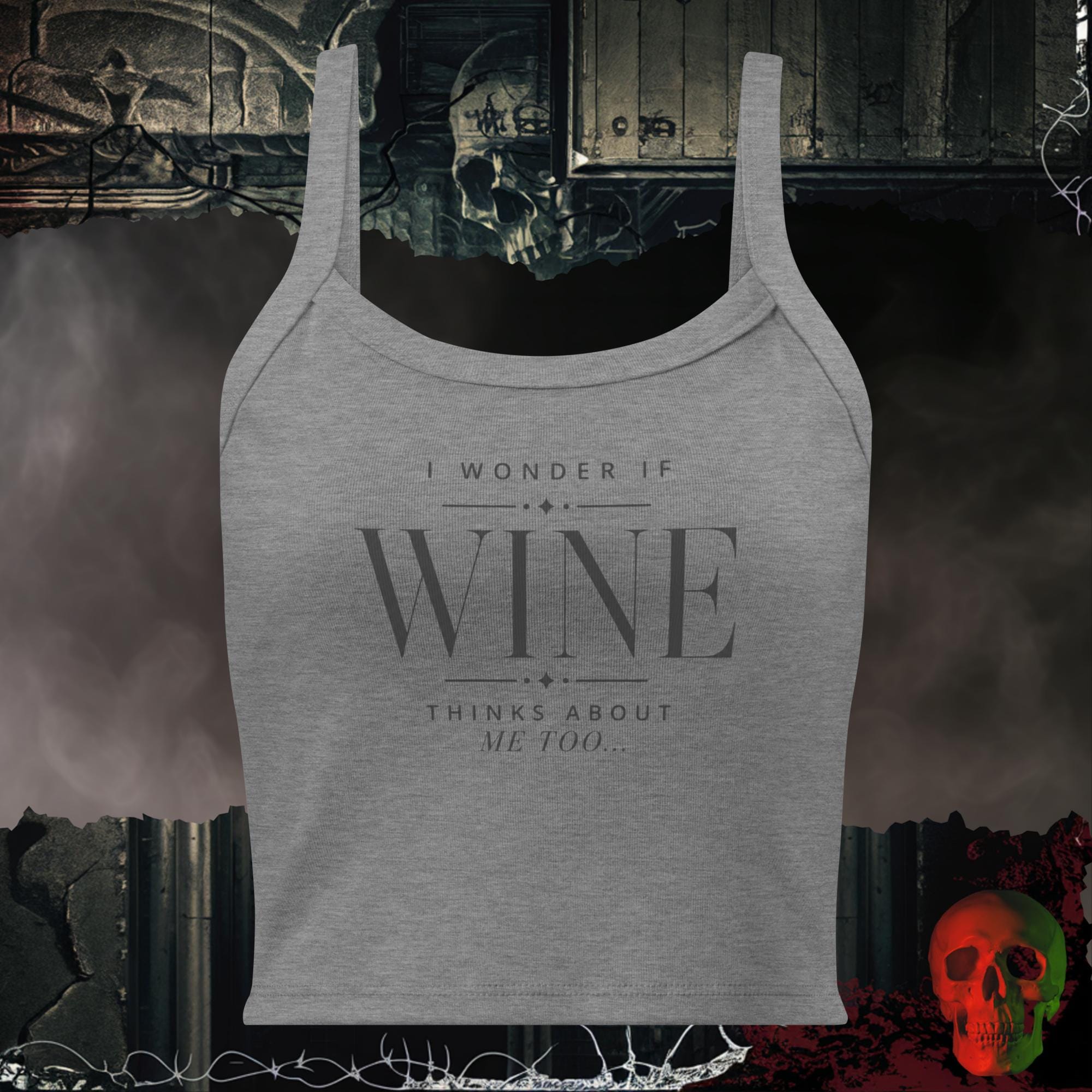 Tanks Athletic Heather / XS I Wonder If Wine Thinks About Me Too Women's Crop Tank | Rebel Ink Designs