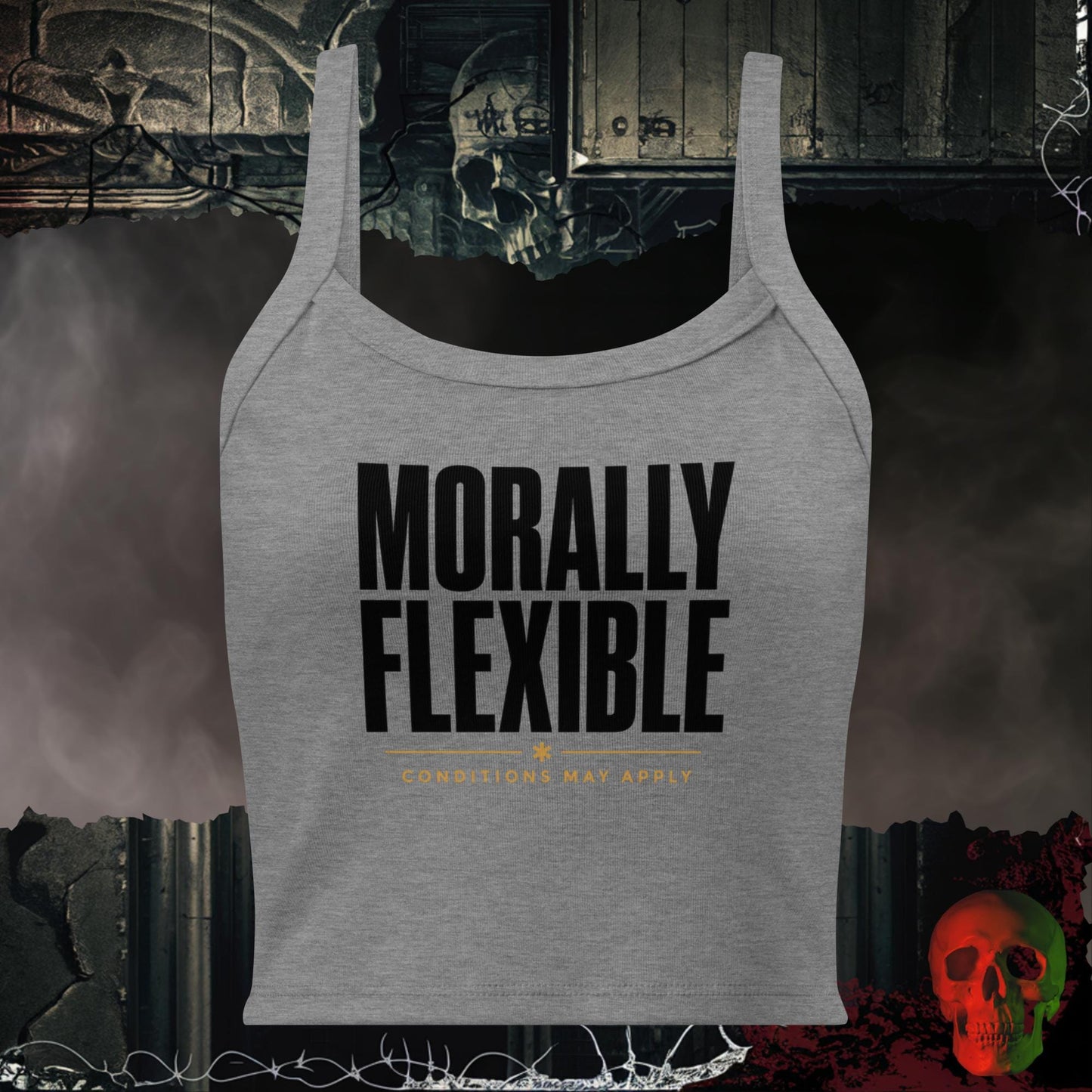Tanks Athletic Heather / XS Morally Flexible Crop Tank Bold Funny Statement Top