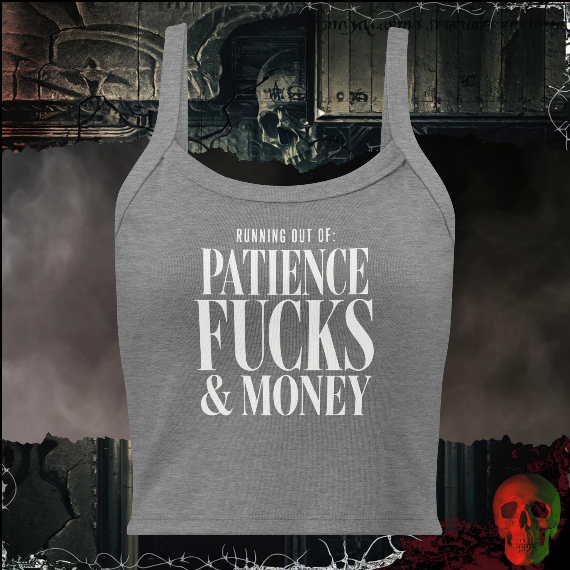 Tanks Athletic Heather / XS Running Out Of Patience F*cks & Money Women's Crop Tank | Rebel Ink Designs