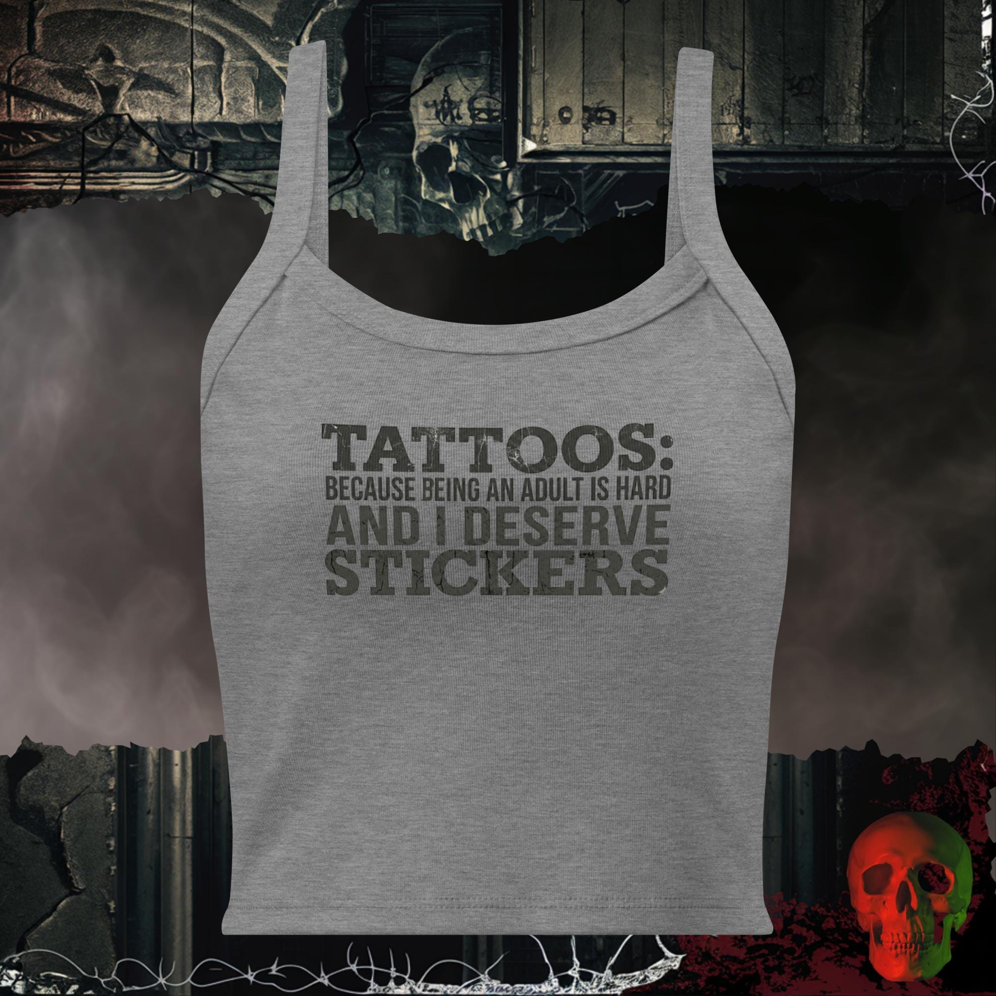Tanks Athletic Heather / XS TATTOOS ARE STICKERS Crop Tank | Rebel Ink Designs