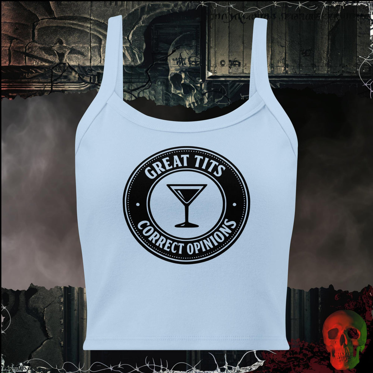 Tanks Solid Baby Blue Blend / S Great Tits, Correct Opinions Women's Crop Tank | Rebel Ink Designs
