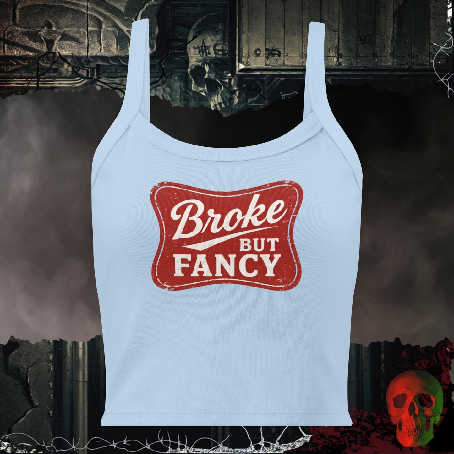 Tanks Solid Baby Blue Blend / XS Broke but Fancy Crop Tank