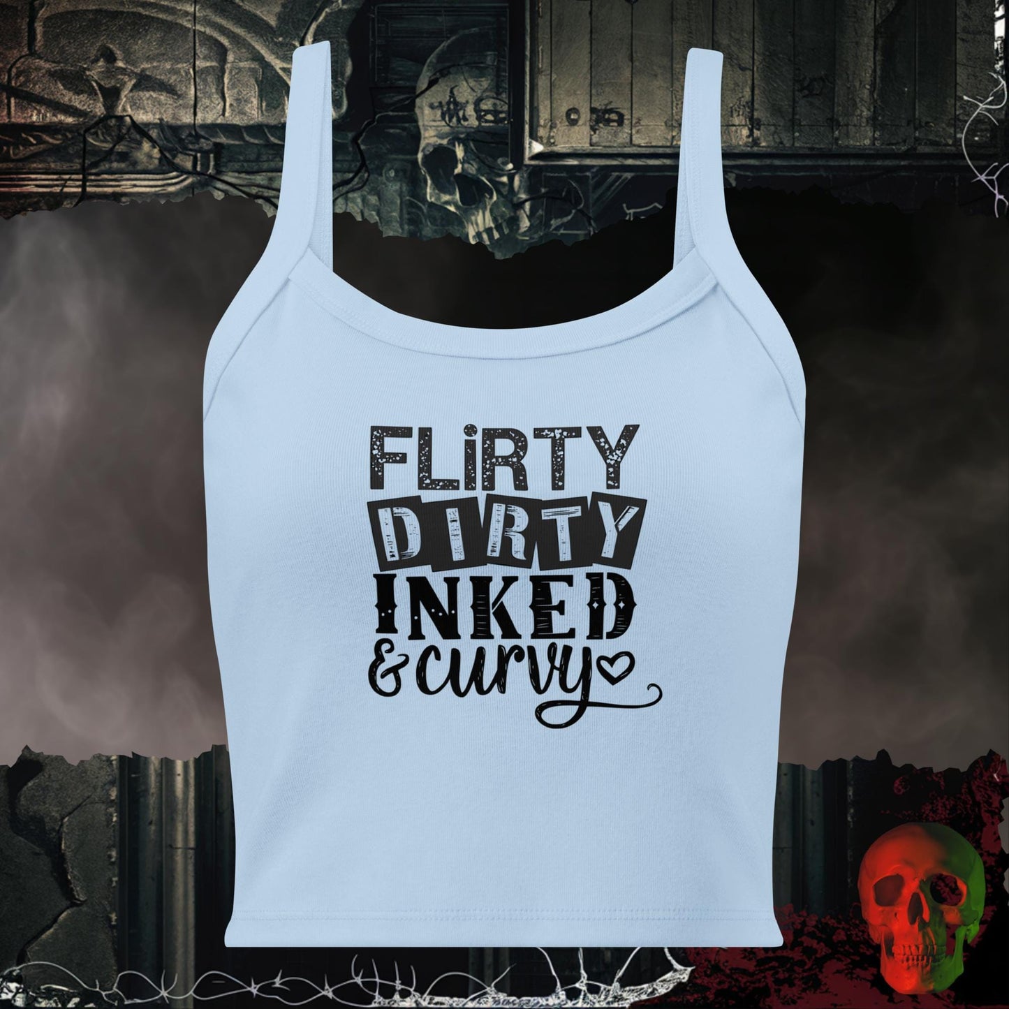 Tanks Solid Baby Blue Blend / XS Flirty, Dirty, Inked and Curvy Crop Tank