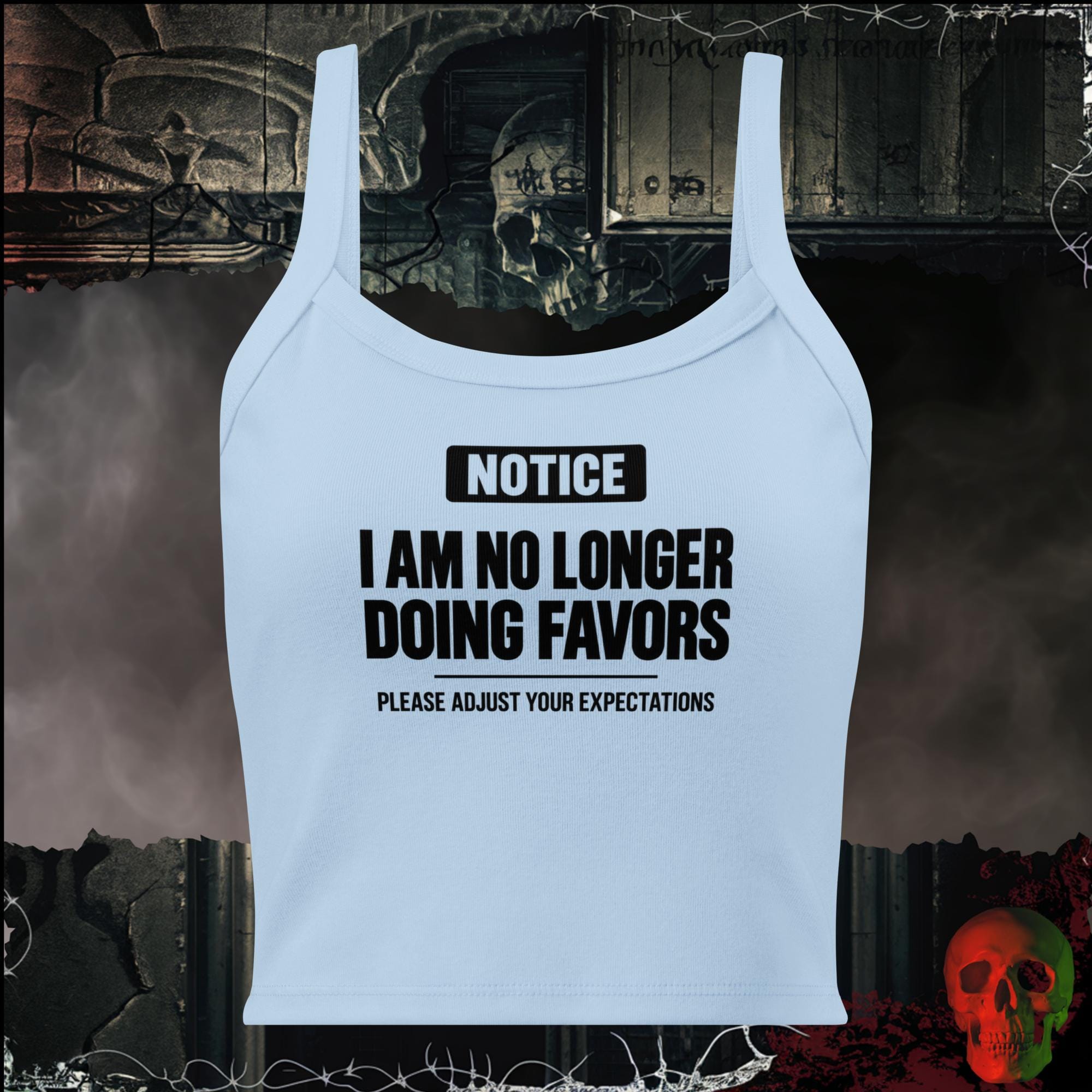 Tanks Solid Baby Blue Blend / XS I Am No Longer Doing Favors Women's Crop Tank | Rebel Ink Designs