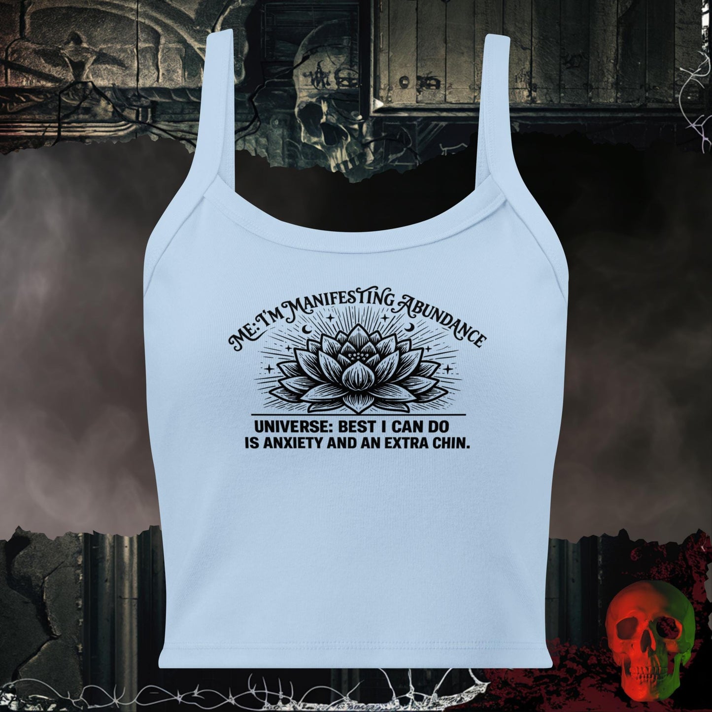 Tanks Solid Baby Blue Blend / XS I’m Manifesting Abundance Crop Tank Funny Graphic Top