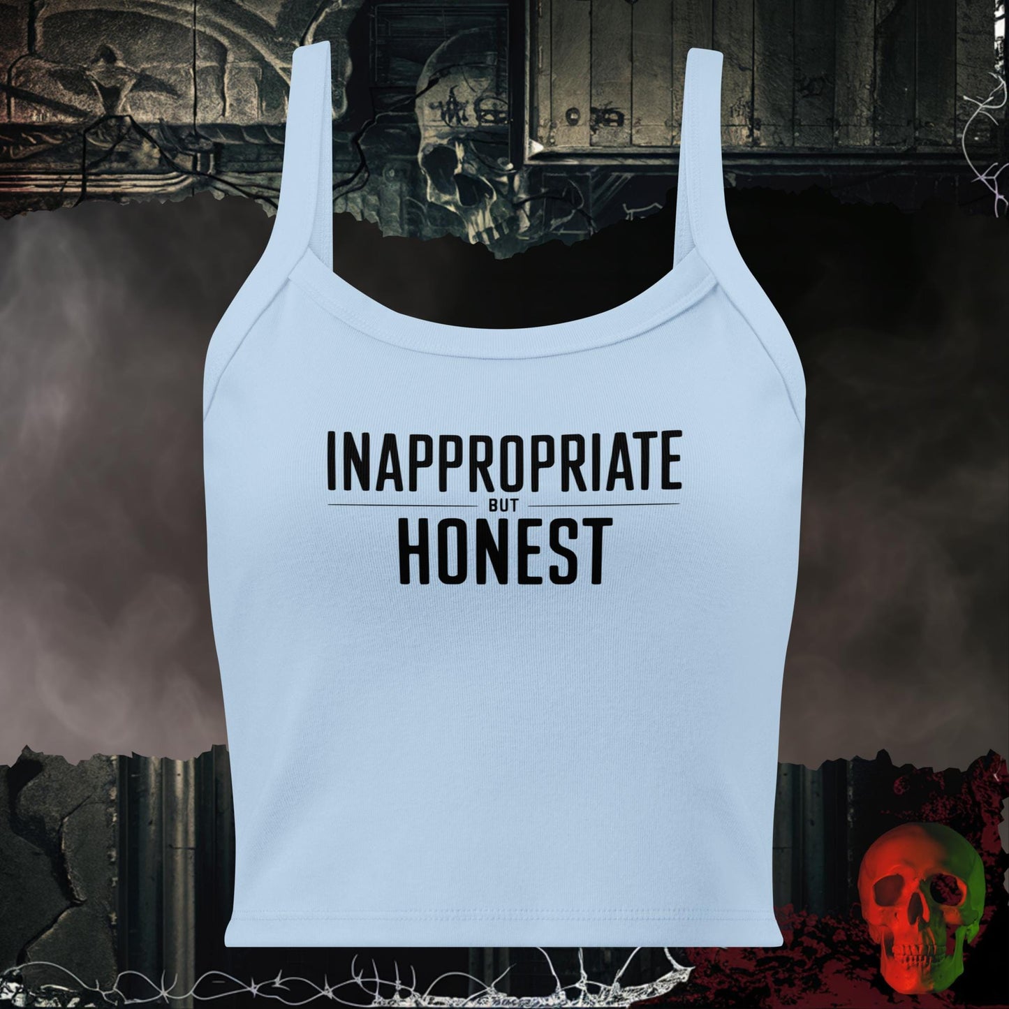 Tanks Solid Baby Blue Blend / XS Inappropriate But Honest Crop Tank Bold Statement Top