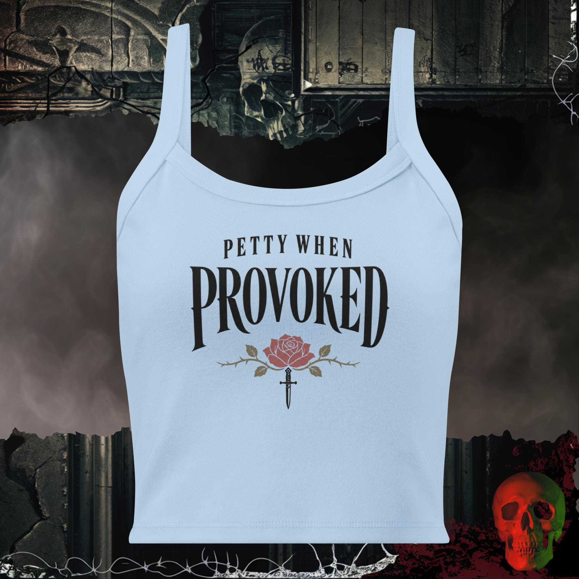 Tanks Solid Baby Blue Blend / XS Petty When Provoked Women's Crop Tank | Rebel Ink Designs