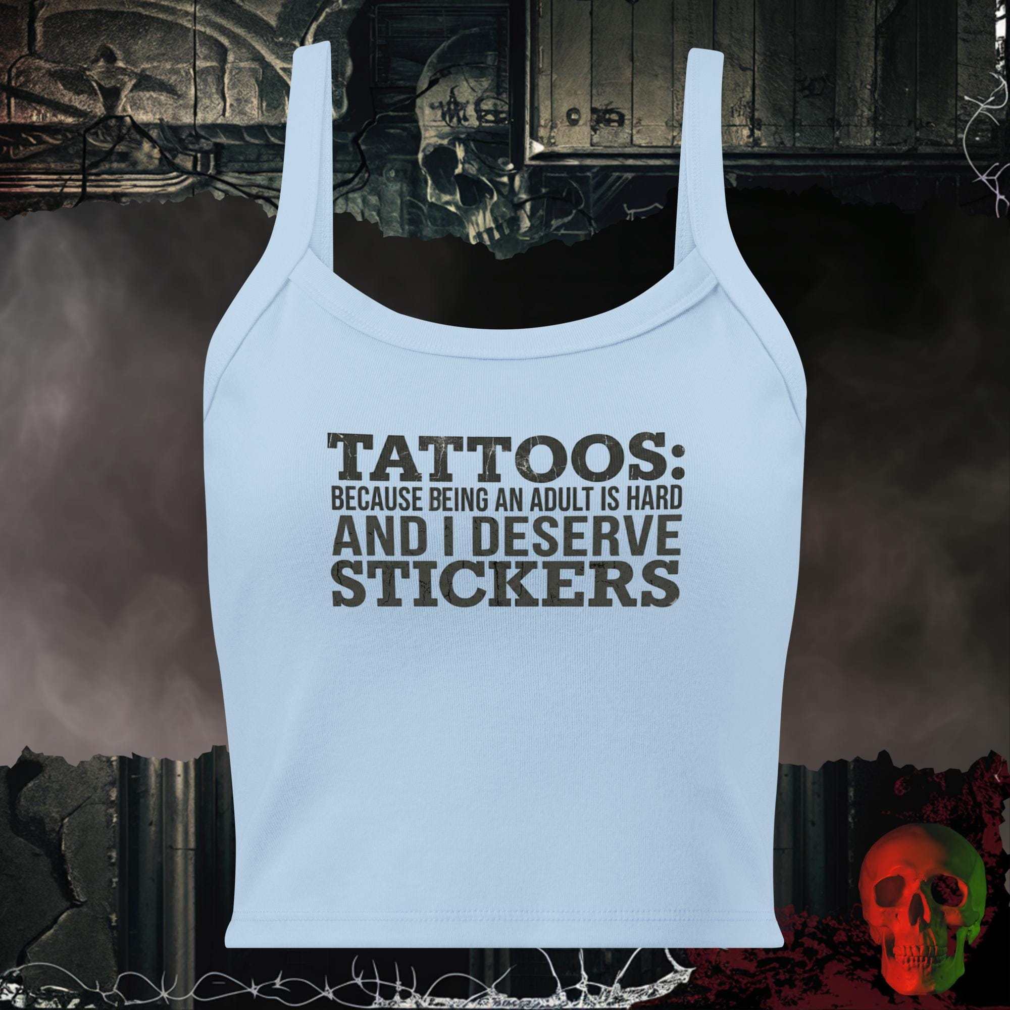 Tanks Solid Baby Blue Blend / XS TATTOOS ARE STICKERS Crop Tank | Rebel Ink Designs