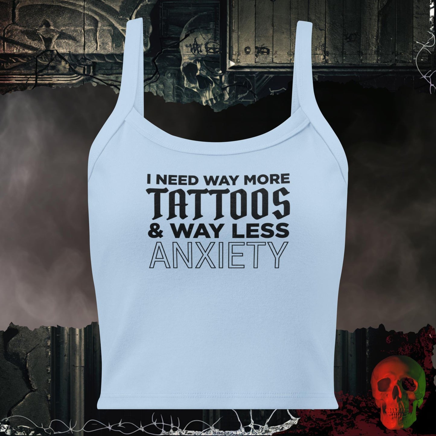 Tanks Solid Baby Blue Blend / XS Way More Tattoos Crop Tank