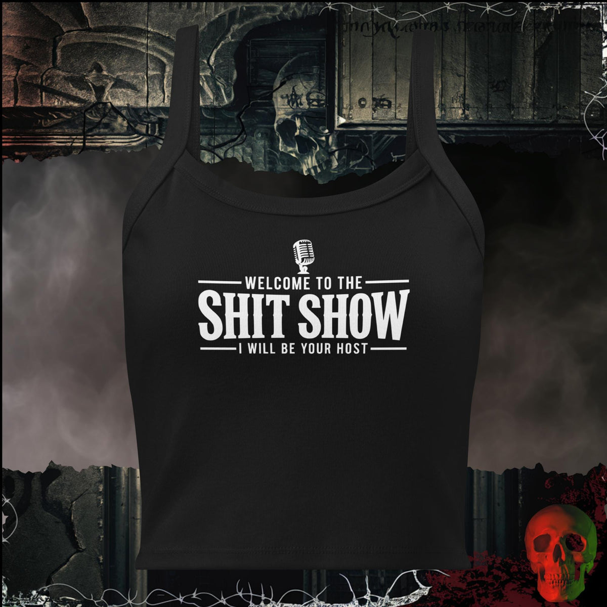 Tanks Solid Black Blend / S Welcome to the Shit Show, I Will Be Your Host Women's Crop Tank | Rebel Ink Designs