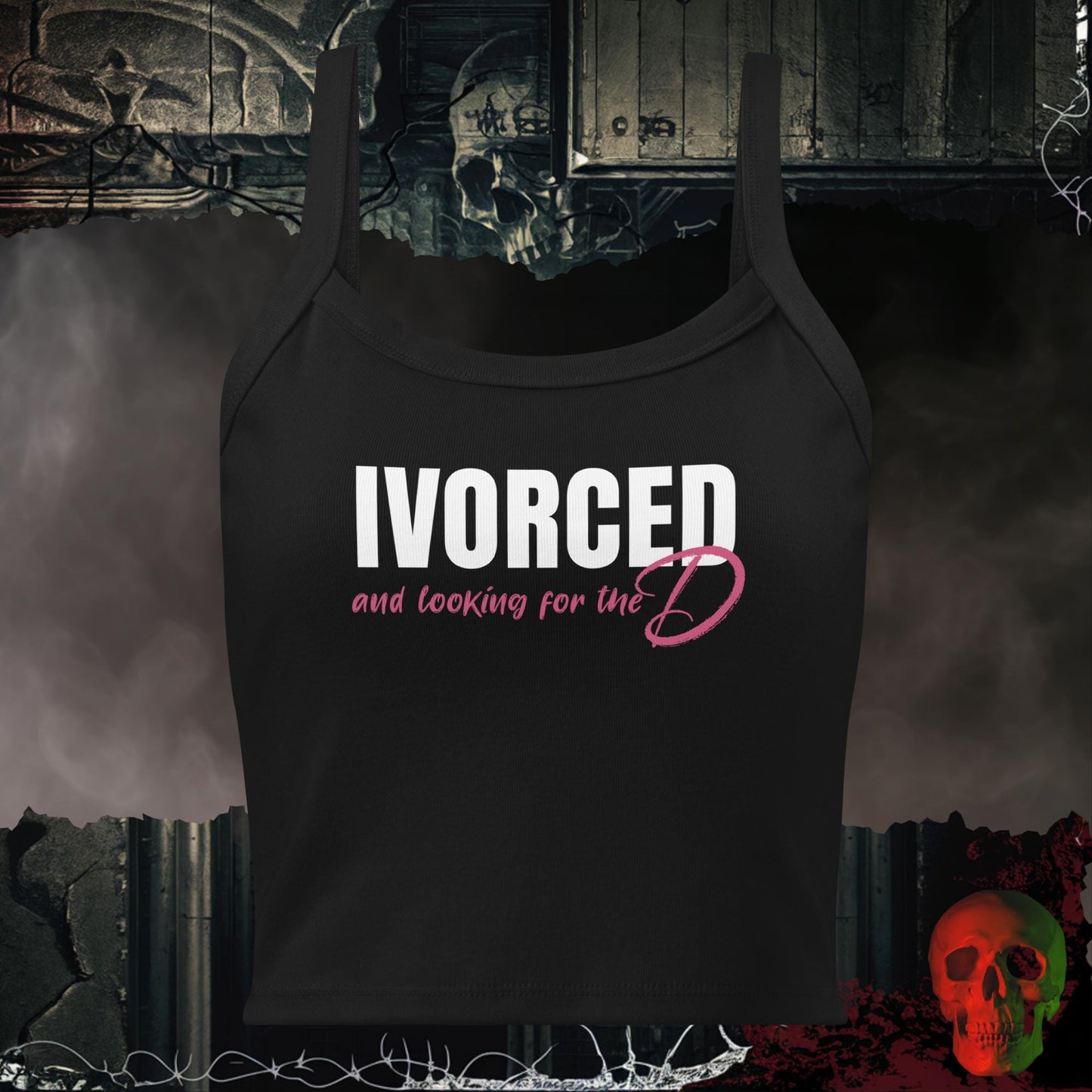 Tanks Solid Black Blend / XS Divorced and Looking for the D Crop Tank Bold Statement Top
