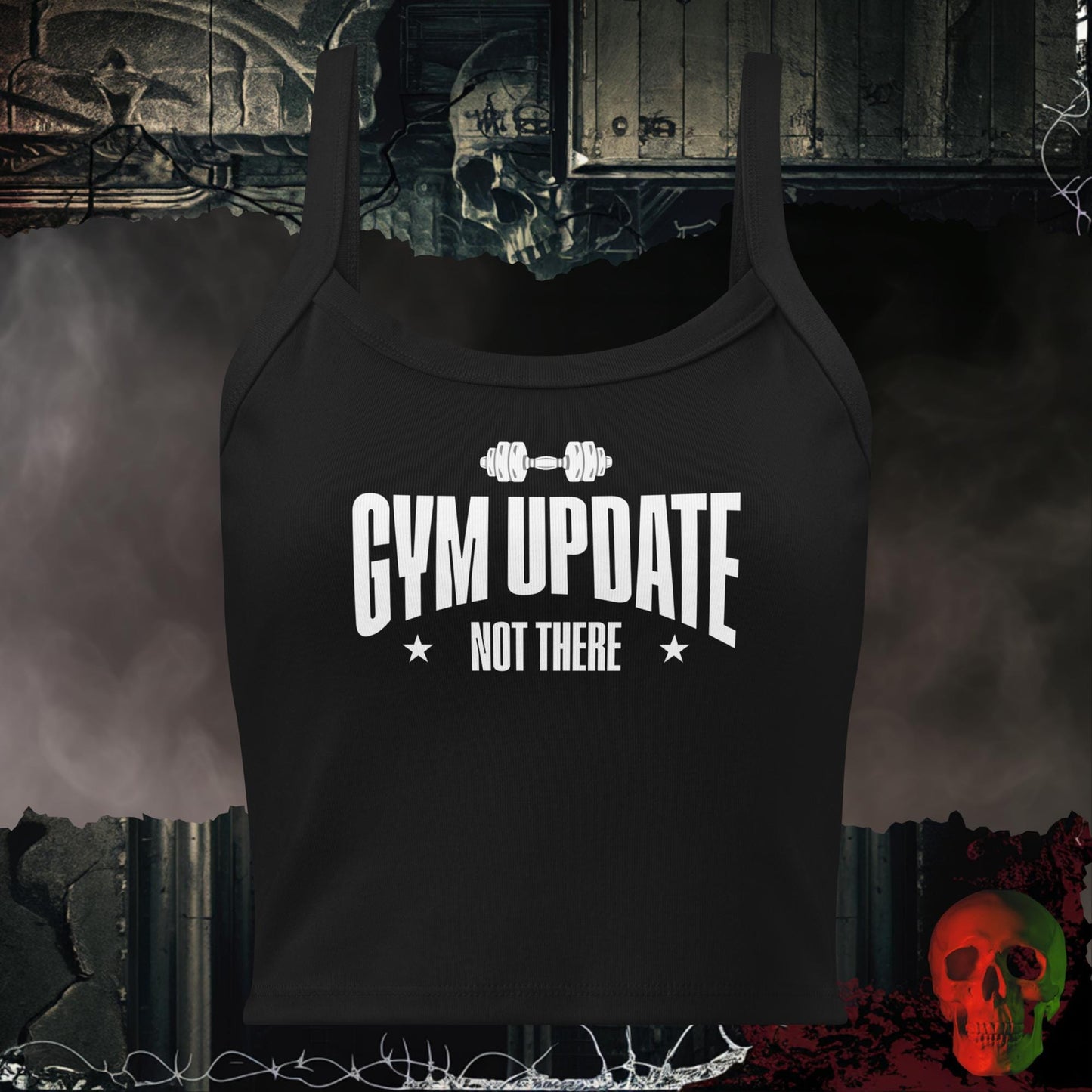 Tanks Solid Black Blend / XS Gym Update Not There Crop Tank Funny Fitness Statement Top
