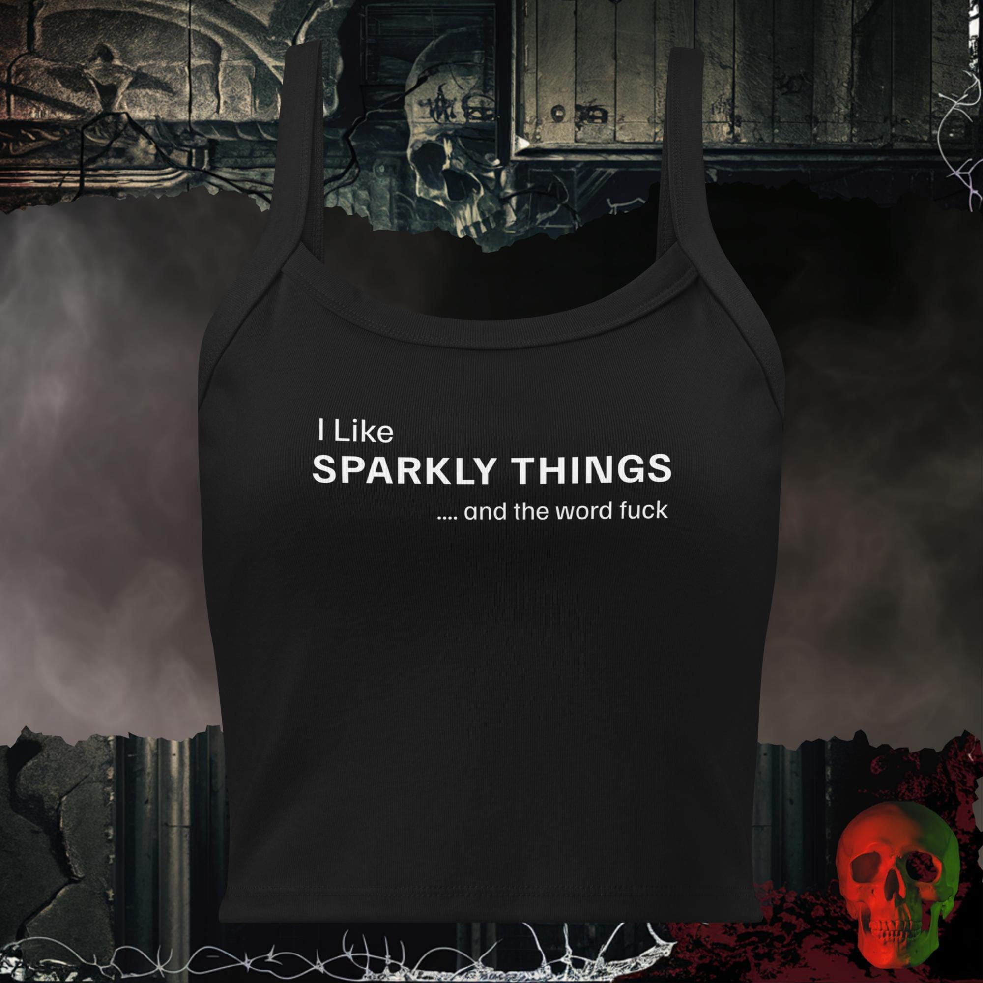Tanks Solid Black Blend / XS I Like Sparkly Things And The Word Fuck Women's Crop Tank | Rebel Ink Designs