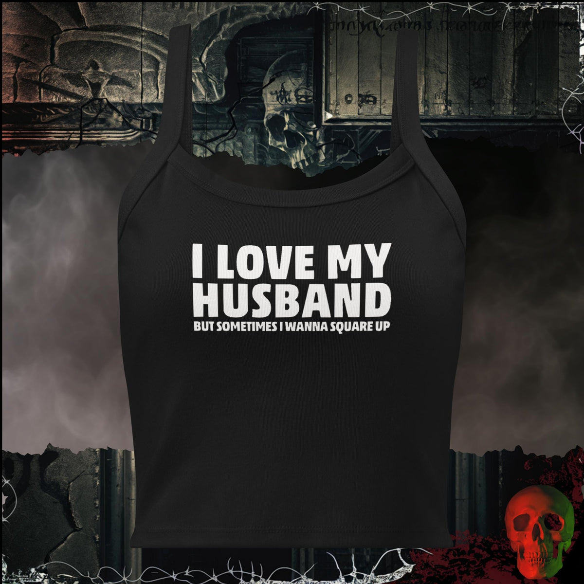 Tanks Solid Black Blend / XS I Love My Husband But Sometimes I Wanna Square Up Women's Crop Tank | Rebel Ink Designs
