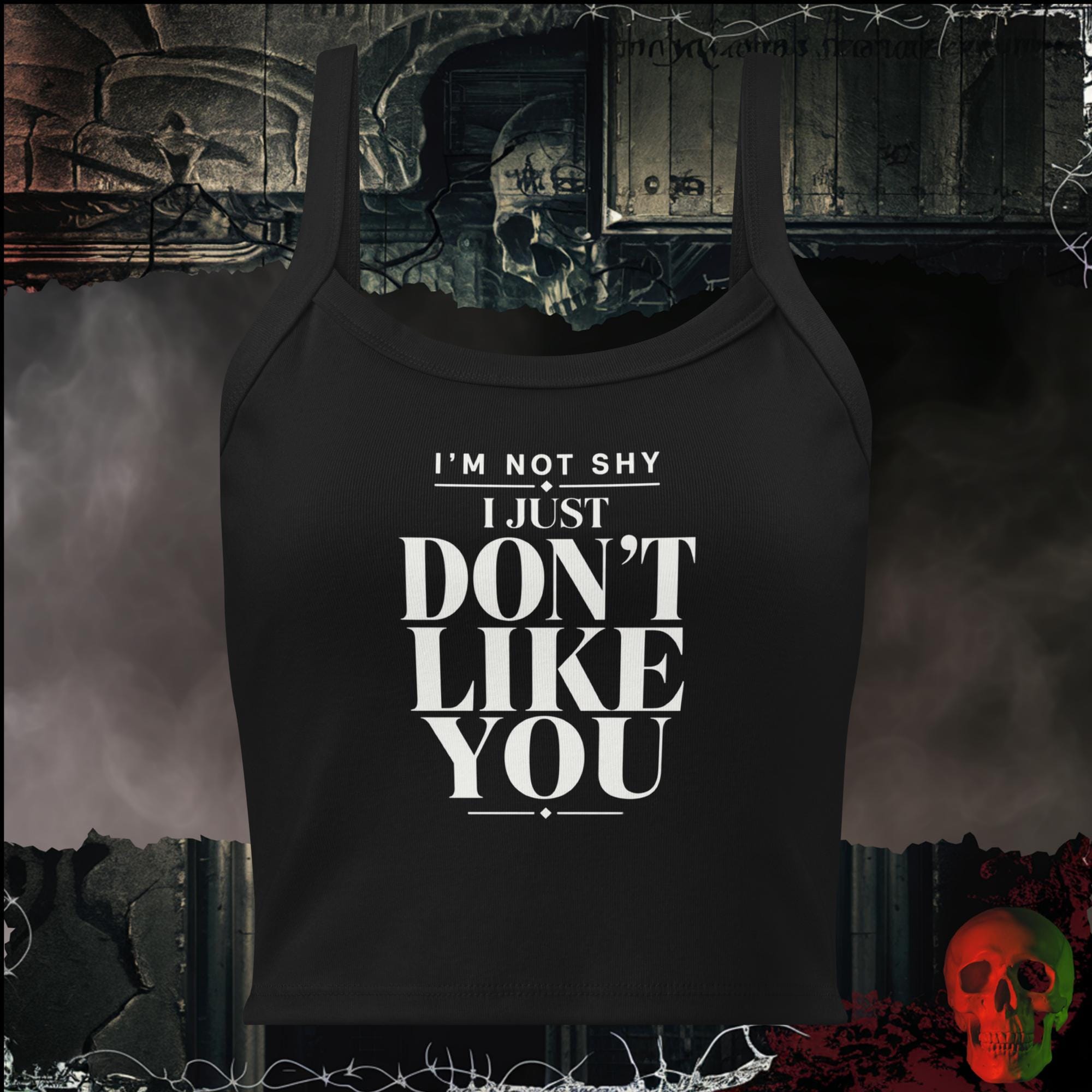 Tanks Solid Black Blend / XS I'm Not Shy I Just Don't Like You Women's Crop Tank | Rebel Ink Designs