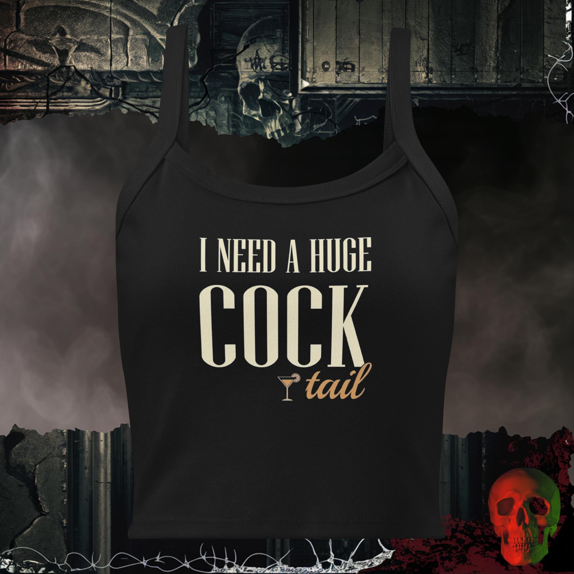 Tanks Solid Black Blend / XS I Need A Huge Cocktail Women's Crop Tank | Rebel Ink Designs
